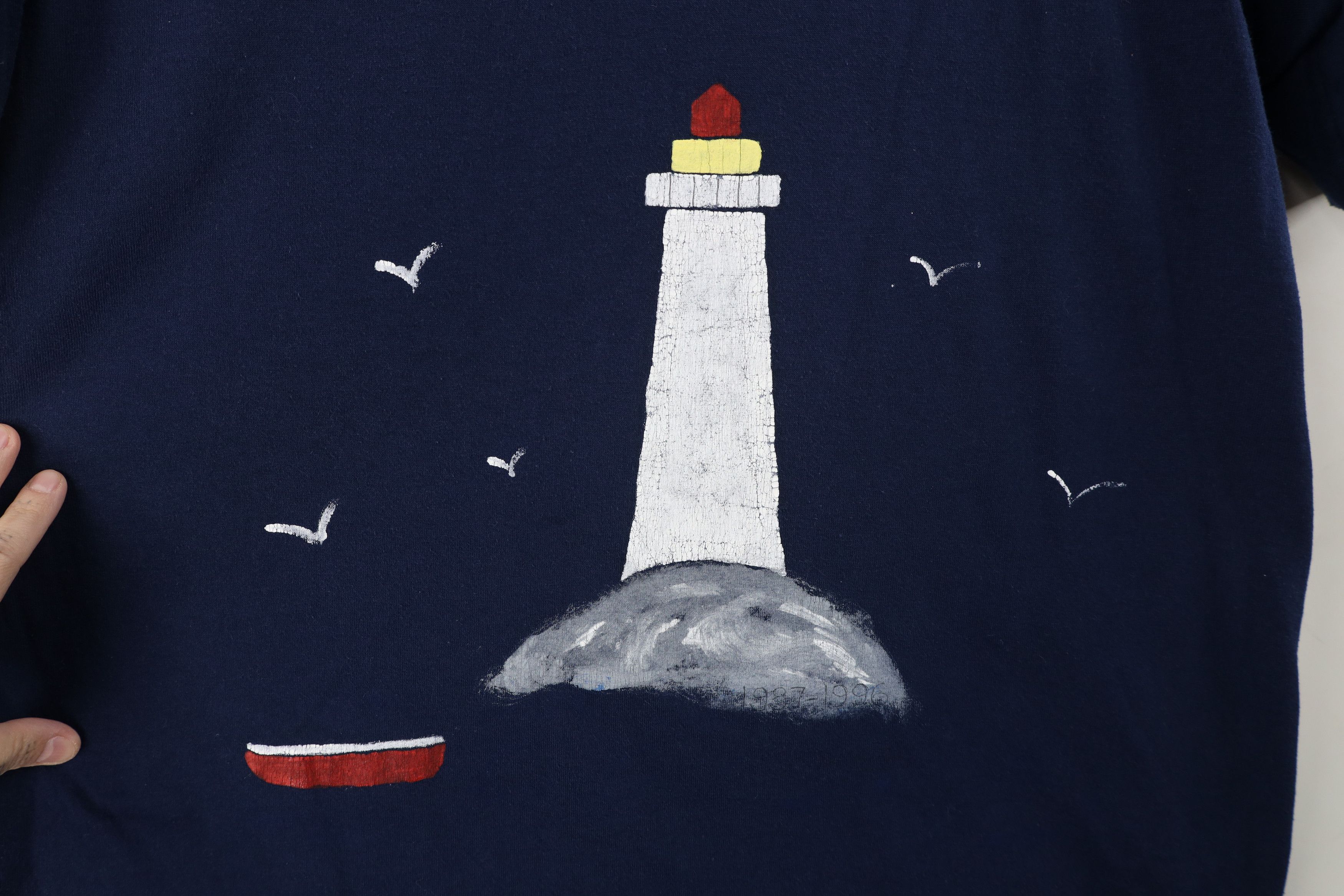 Vintage Vintage 90s Streetwear Beach Lighthouse T-Shirt Blue USA Size XL / US 12-14 / IT 48-50 - 4 Thumbnail