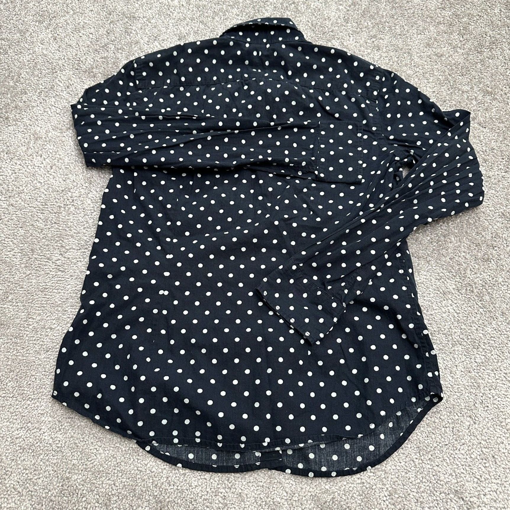 Chaps Chaps Shirt Womens Small Navy Blue Polka Dot Button-Down Long Sleeve Cotton Top Size S / US 4 / IT 40 - 2 Thumbnail