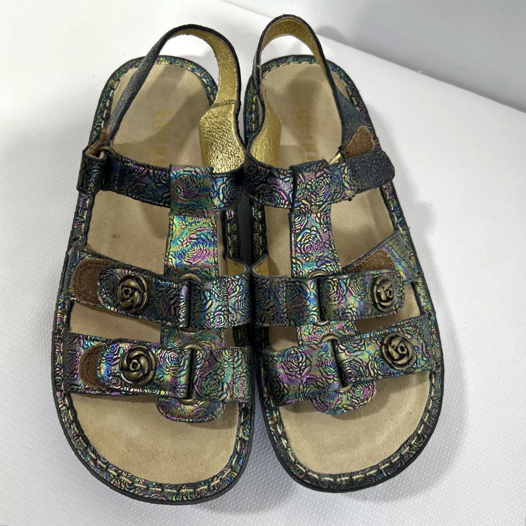 Vintage Alegria Kleo Gladiator-Style Sandals Abalone Rose Boho Women’s Sz EU 37 Women Sandal Strappy Leather Rubber Wedge Casual Spring Summer Modern 11M Size US 7 / IT 37 - 5 Thumbnail