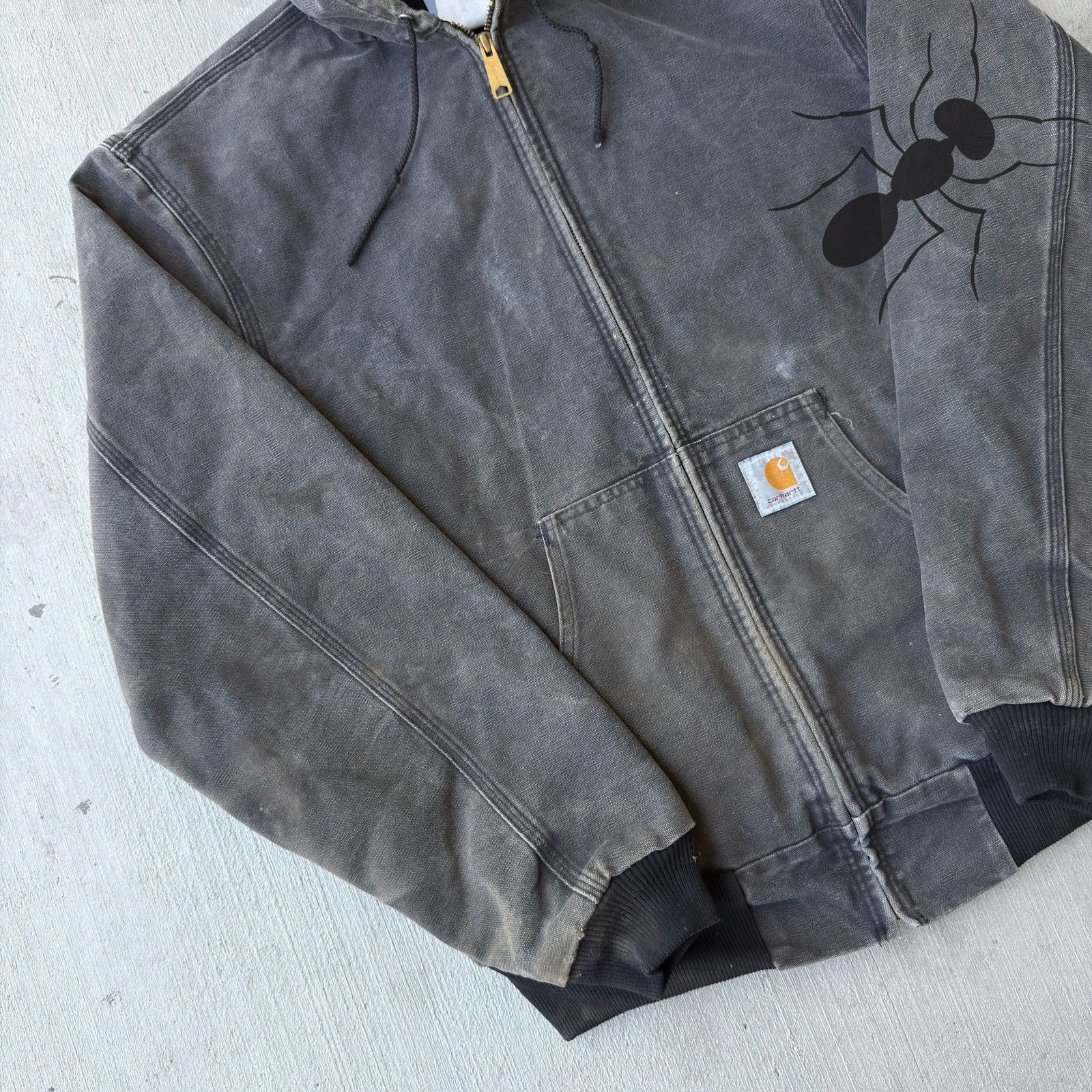 Carhartt × Vintage Carhartt faded black hooded work wear jacket Size US L / EU 52-54 / 3 - 3 Thumbnail