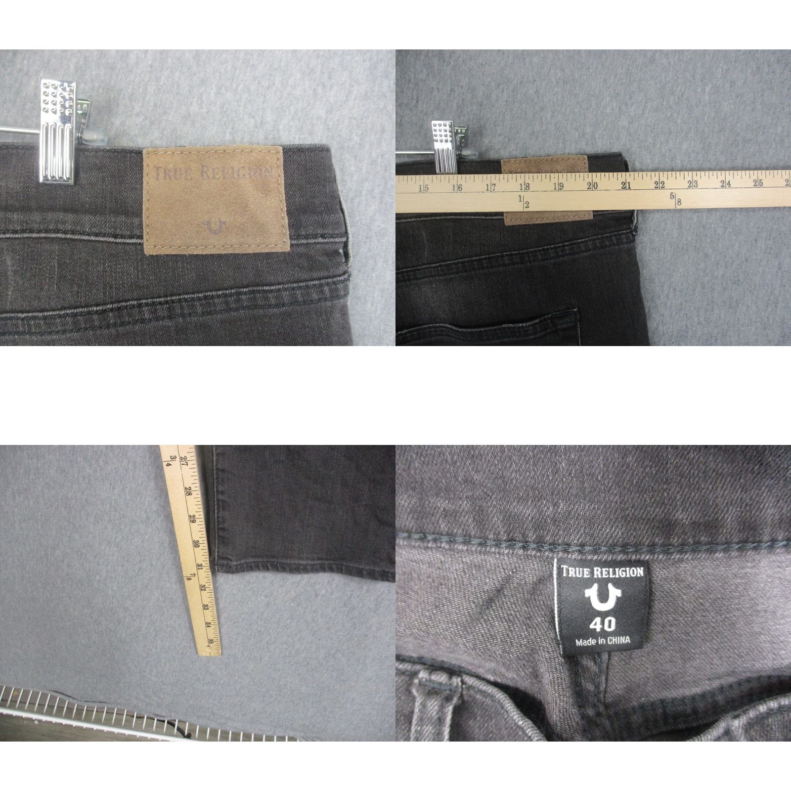 True Religion True Religion Geno Jeans Mens 40x32 Gray Moto Biker Straight Stretch Denim Pants Charcoal Wash Jeans Mens Size US 40 / EU 56 - 8 Thumbnail