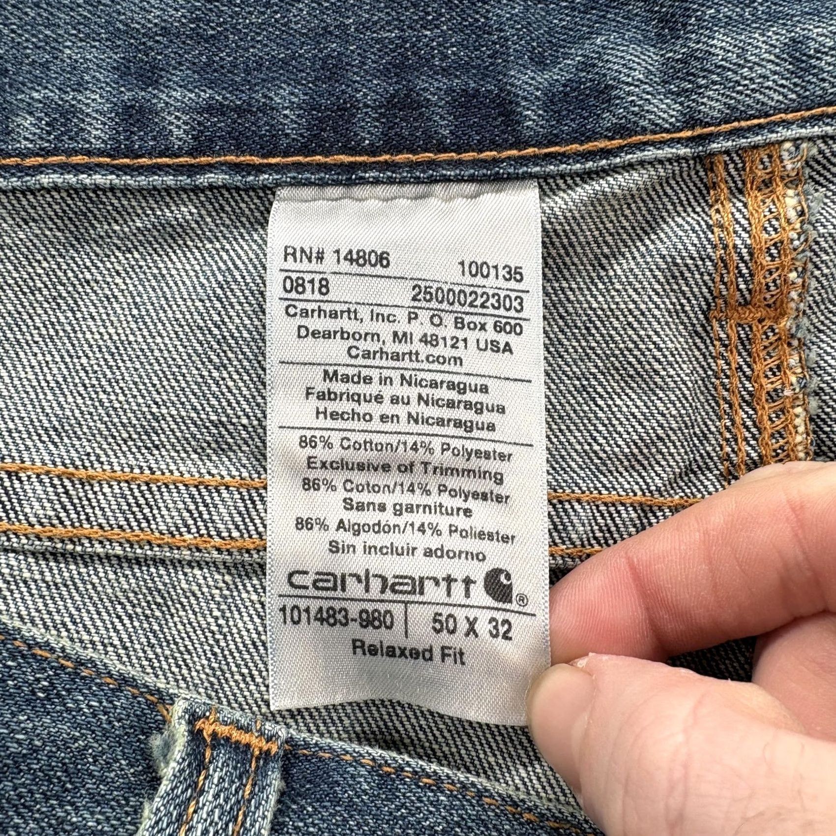 Carhartt VINTAGE Carhartt Holter Jeans Mens 50x32 Blue Medium Wash Relaxed Straight Denim NWT Size US 34 / EU 50 - 4 Thumbnail