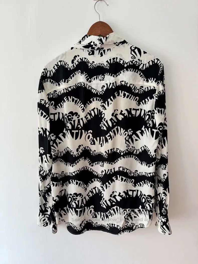 Valentino Valentino Black and white logo streamer silk shirt Size US S / EU 44-46 / 1 - 2 Thumbnail