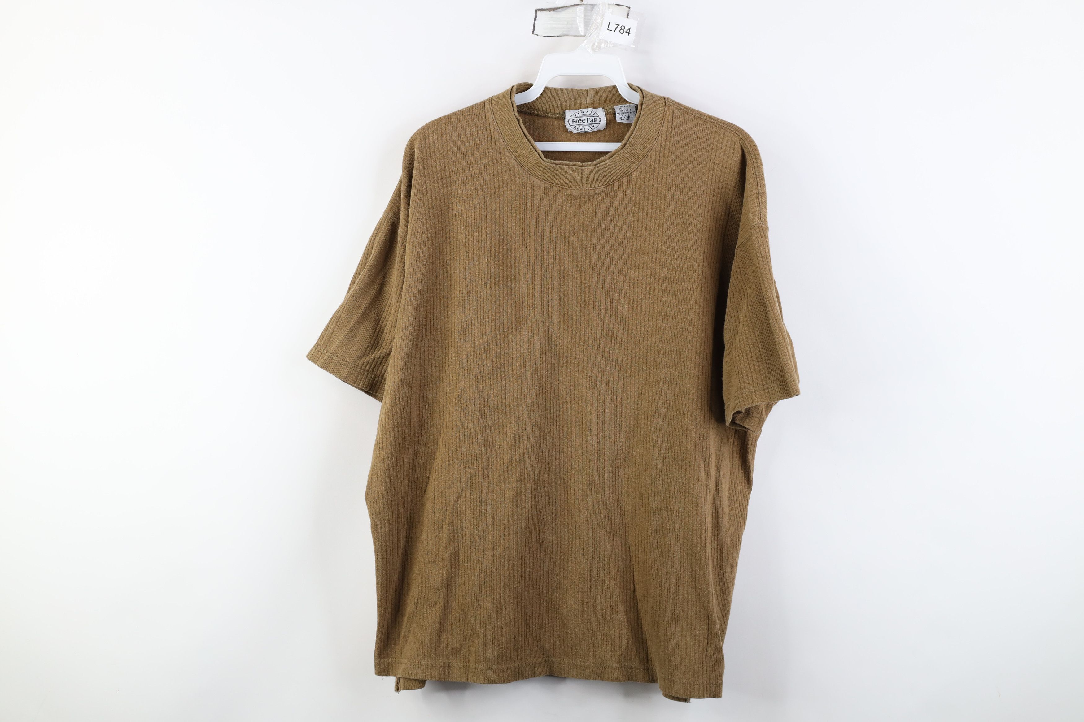 Vintage Vintage 90s Streetwear Striped Ribbed Knit T-Shirt Breen Size US M / EU 48-50 / 2 - 1 Thumbnail