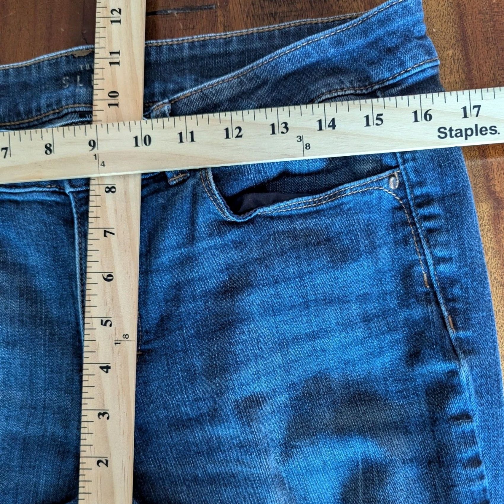 White House Black Market WHBM The Slim Curvy Jeans Straight Leg Womens 10 Tall Dark Wash Denim High Rise Size 32" / US 10 / IT 46 - 6 Thumbnail