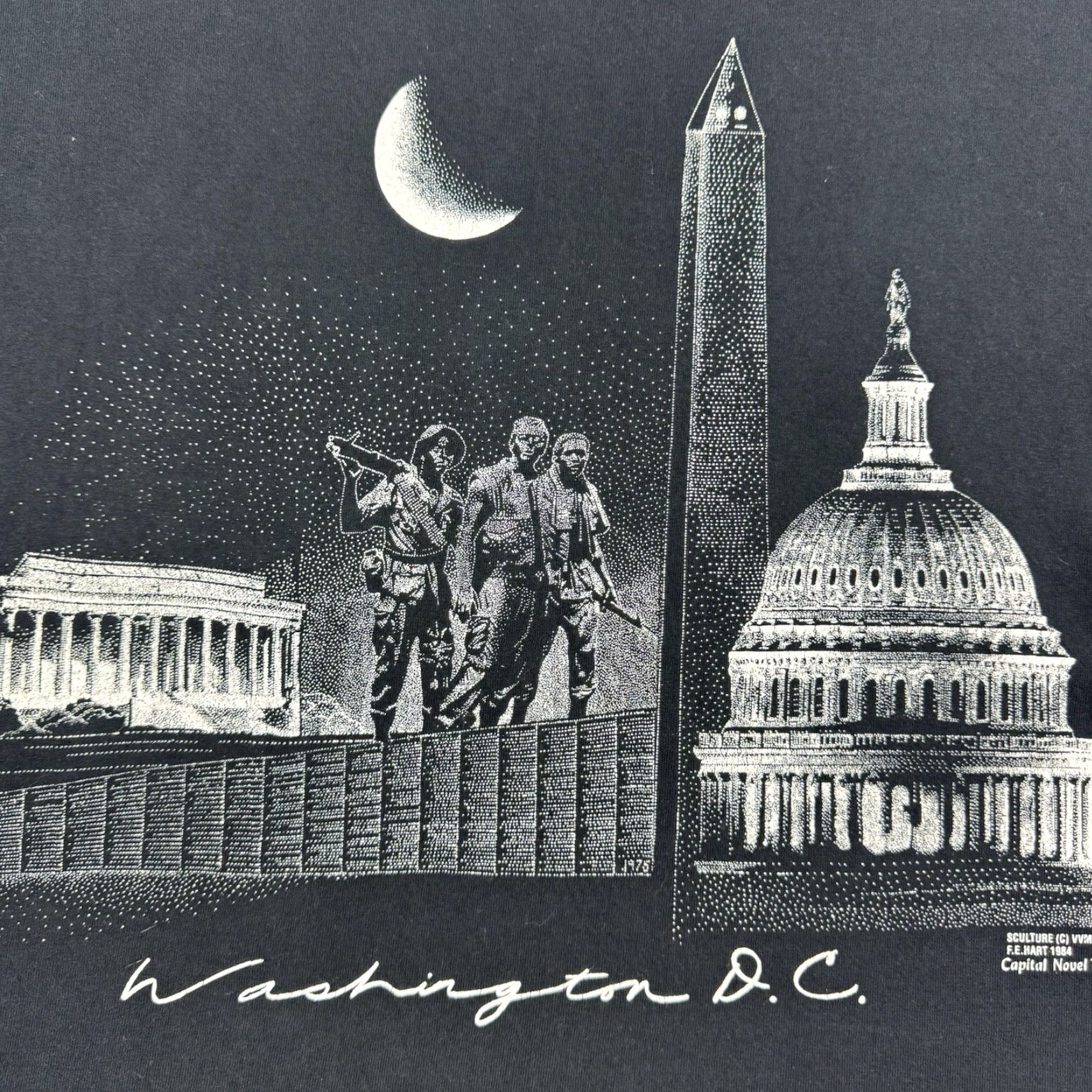 Fruit Of The Loom Vintage Washington DC T Shirt Adult Large Black Novel Tees Capitol Monument Y2K Size US L / EU 52-54 / 3 - 2 Thumbnail