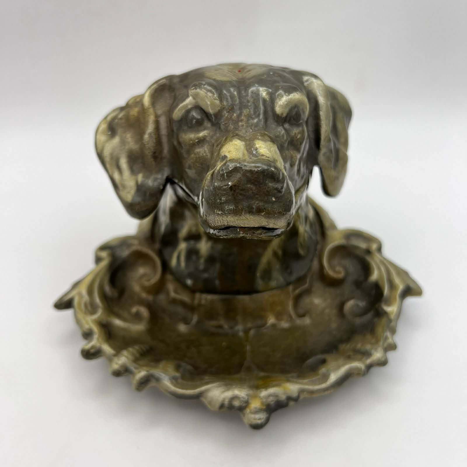 Vintage Heavy Vintage Brass Dog Head Ashtray Sculptural Size ONE SIZE - 3 Thumbnail