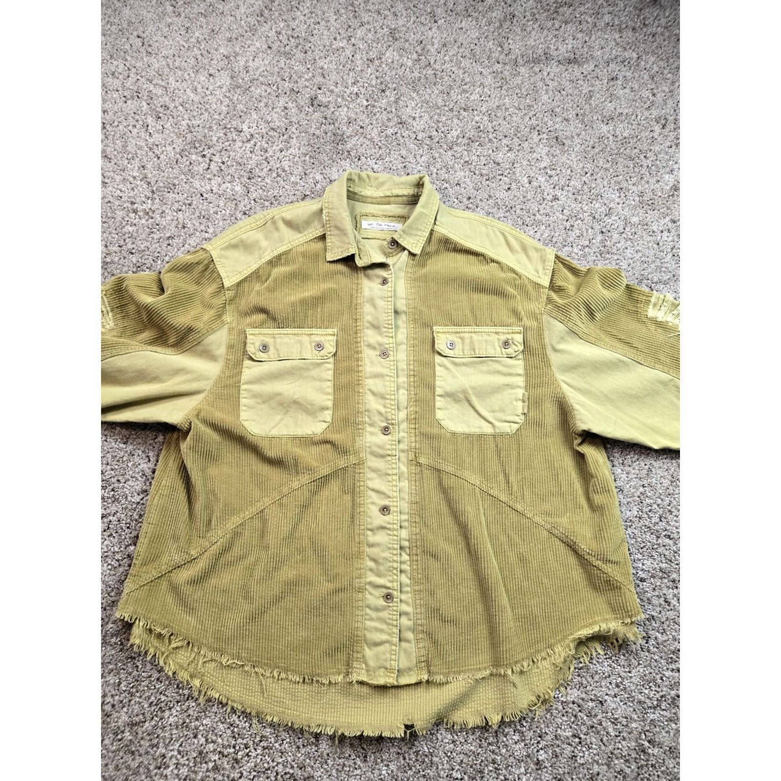 Vintage We The Free Corduroy Shirt Jacket Womens Large Green Button Up Long Sleeve Size M / US 6-8 / IT 42-44 - 5 Thumbnail