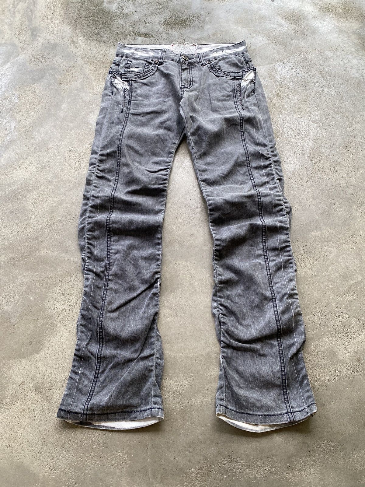 If Six Was Nine × Japanese Brand Vintage Tough Ruched Jeans Size US 31 - 1 Thumbnail