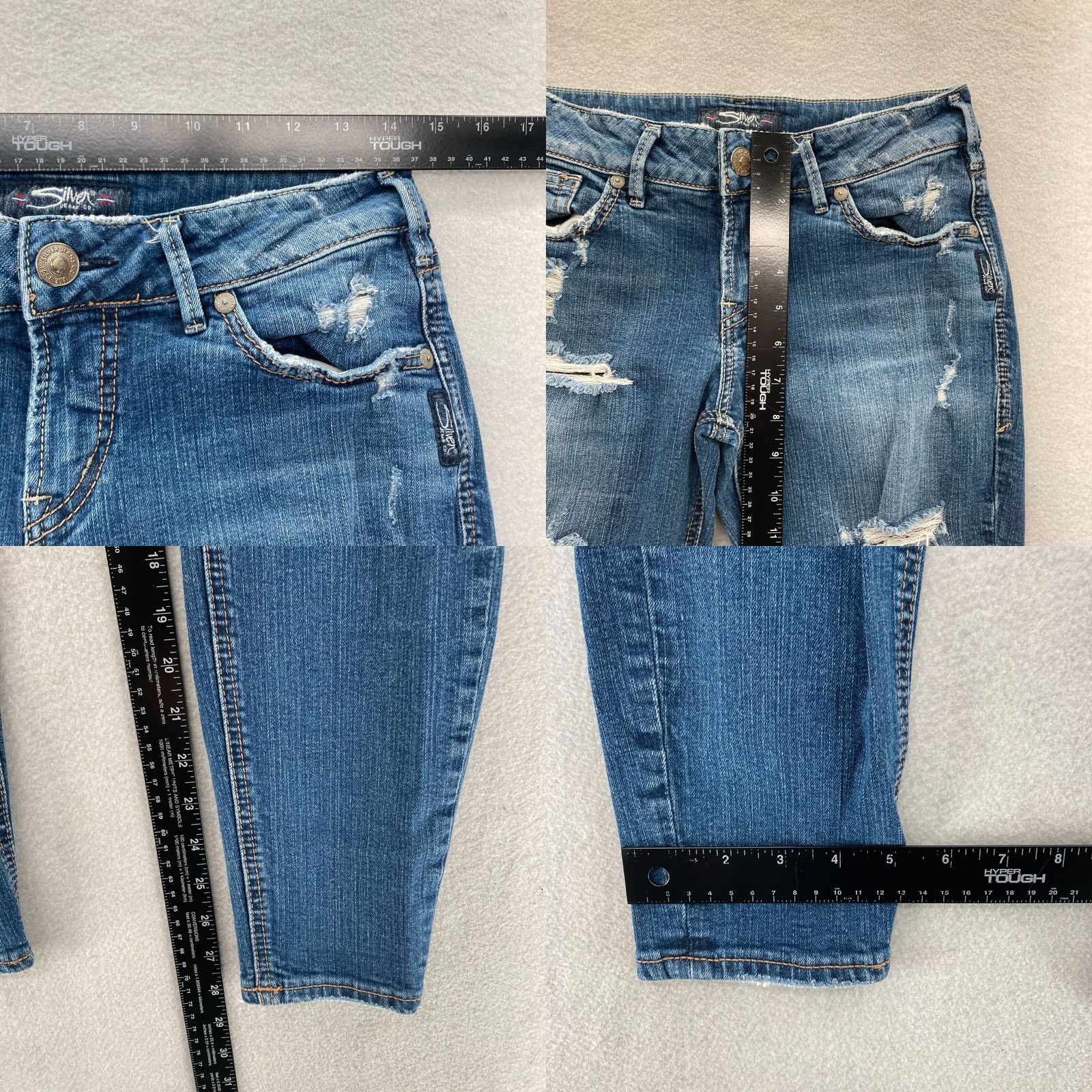 Silver Jeans Co. Silver Jeans Suki Skinny Jeans Women's 28x29 Medium Blue Stretch Denim Distressed Rock Size 28" / US 6 / IT 42 - 8 Thumbnail
