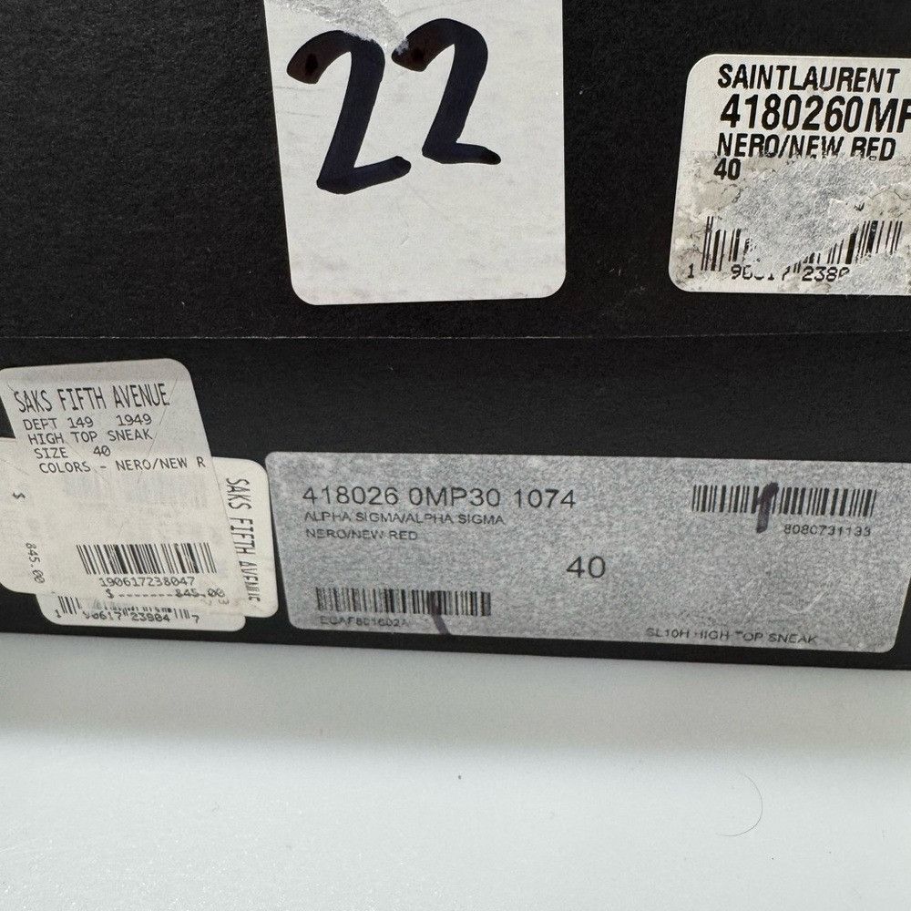 Saint Laurent Paris Saint Laurent Sl01 High Top Sneakers Black Red Men’s EU 40/U Size US 7 / EU 40 - 8 Thumbnail