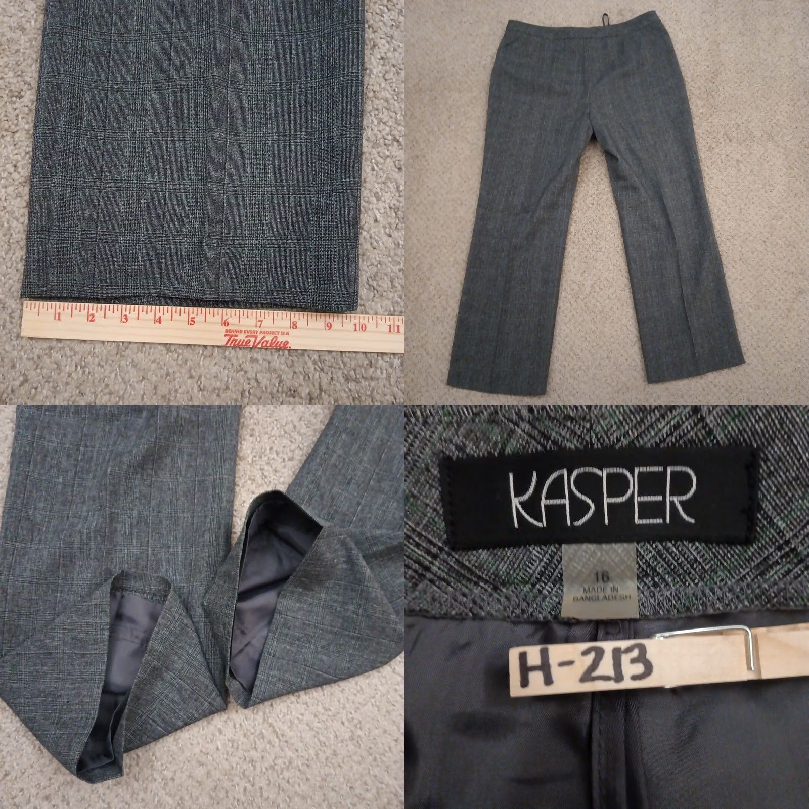 Kasper Kasper Dress Pants Womens Size 16 Gray Plaid Polyester Lined 38x29 High Rise Straight Front Style Dress Pants Womens Mens? Size 38" / US 16 / IT 52 - 8 Thumbnail