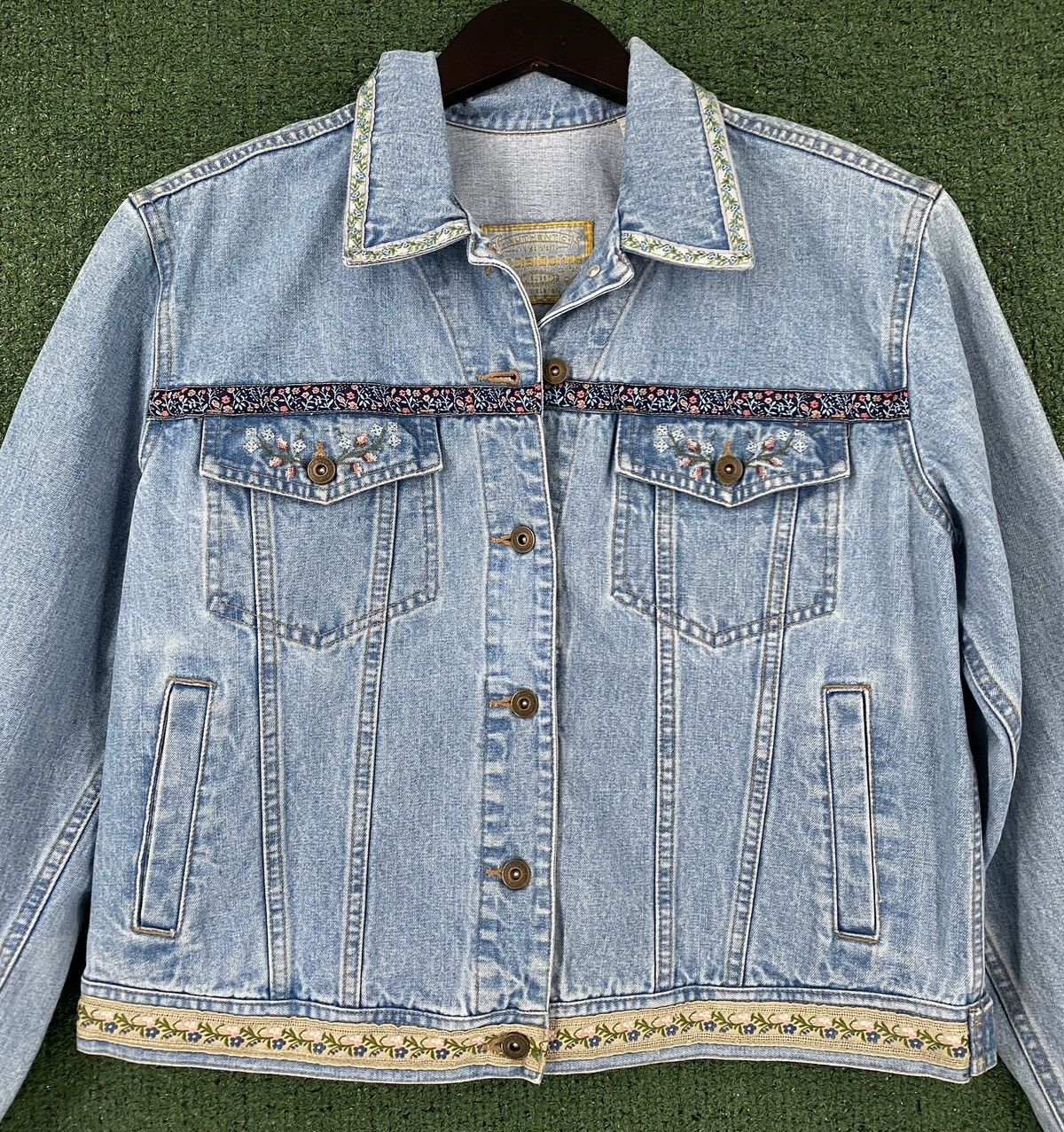 Liz Claiborne VTG Y2K Liz Claiborne Floral Jean Jacket Medium Cropped Size M / US 6-8 / IT 42-44 - 2 Thumbnail