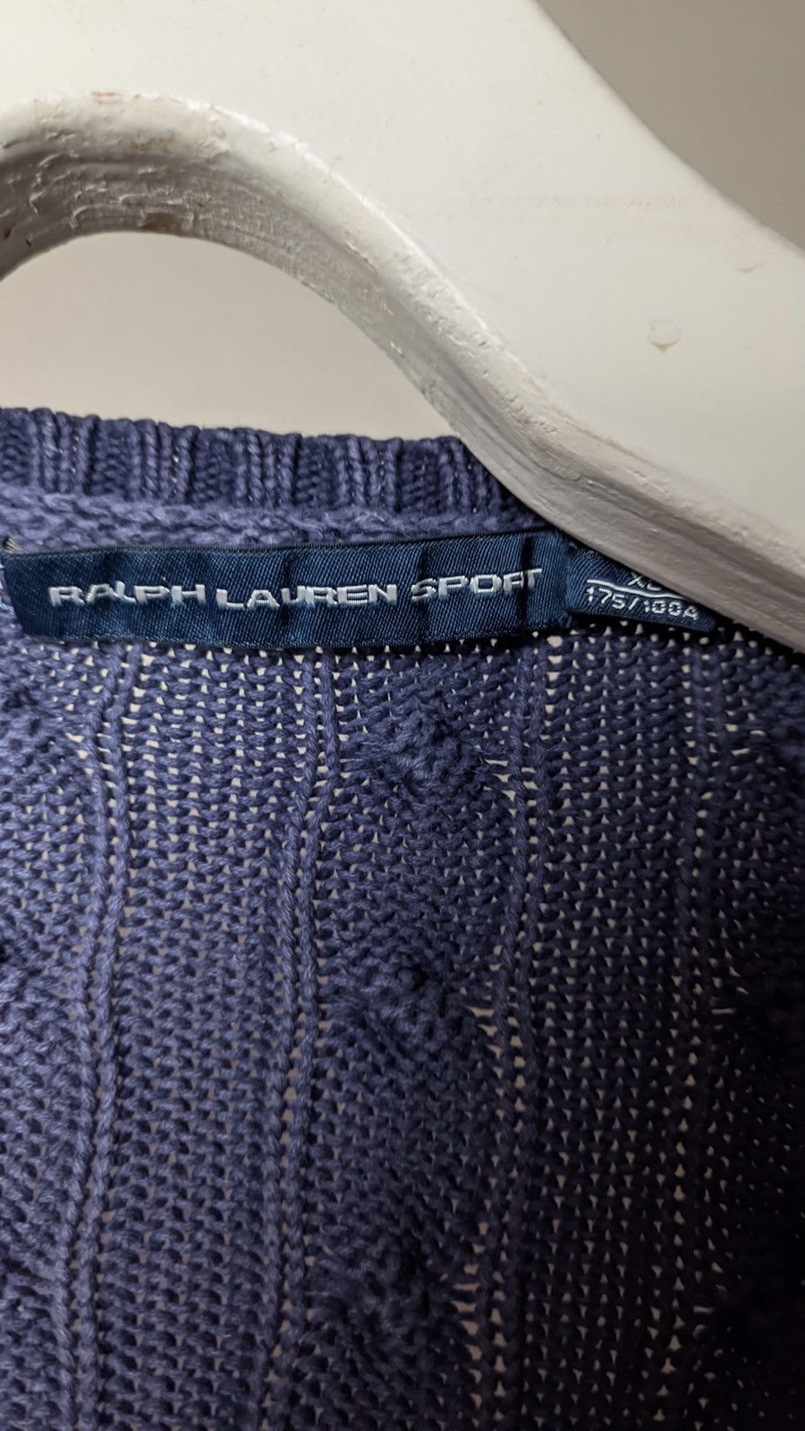 Japanese Brand × Polo Ralph Lauren × Vintage Polo Ralph Lauren navy blue vintage V-Neck Cable Knit jumper Size XL / US 12-14 / IT 48-50 - 3 Thumbnail