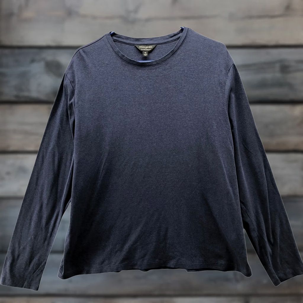 Banana Republic Banana Republic Luxe Touch Performance Long Sleeve T-Shirt Mens XL Navy Blue Size US XL / EU 56 / 4 - 1 Thumbnail