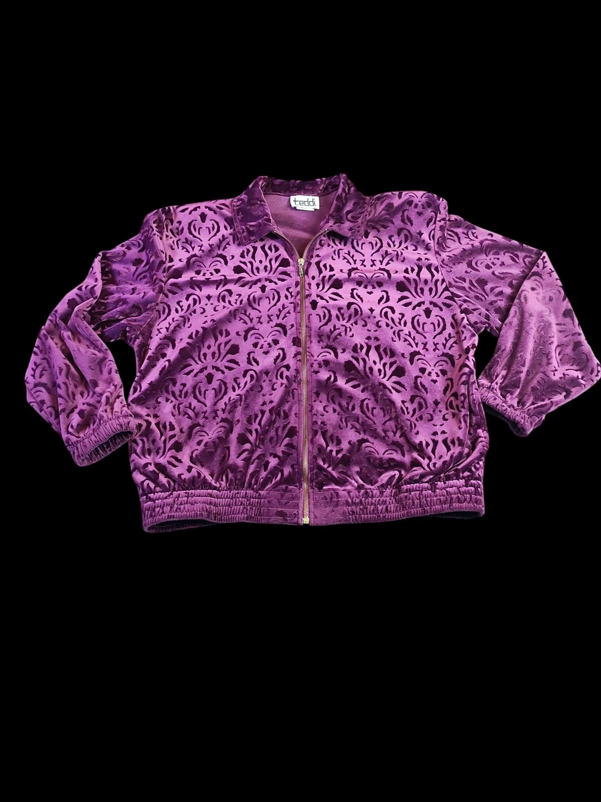 Teddy Fresh Chic Velvet Bomber Jacket in Vibrant Purple Size S / US 4 / IT 40 - 2 Thumbnail