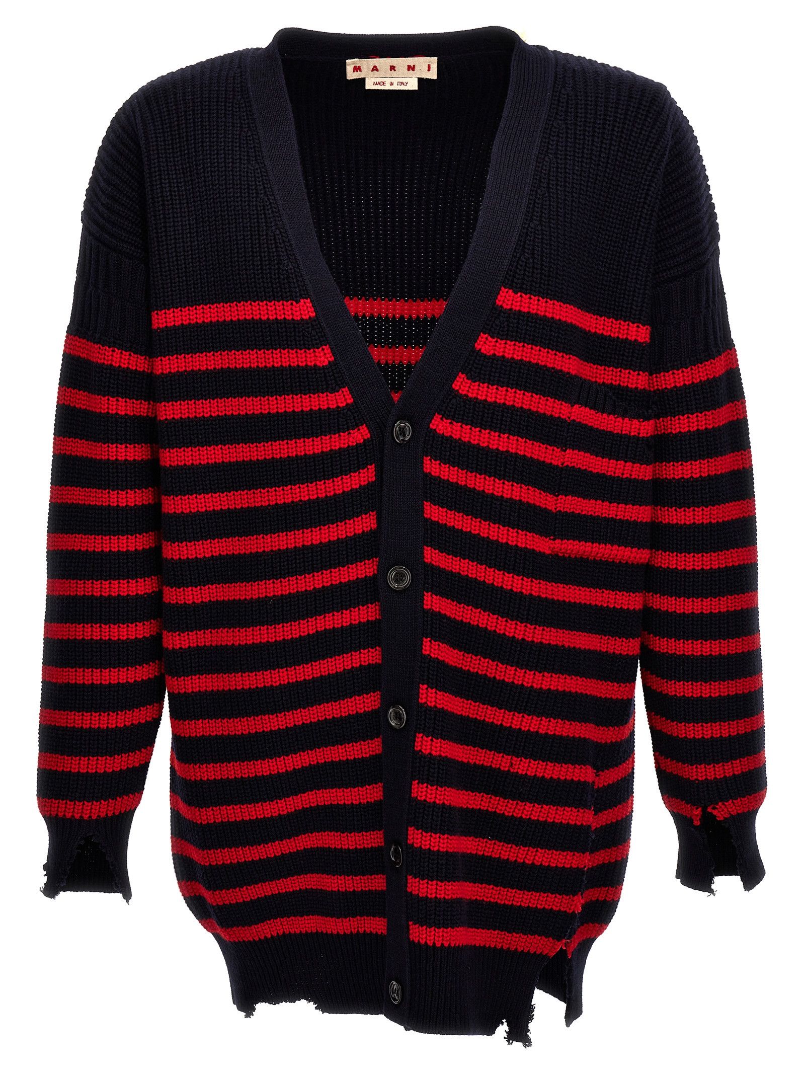Marni Destroyed Effect Striped Cardigan Size US S / EU 44-46 / 1 - 1 Thumbnail