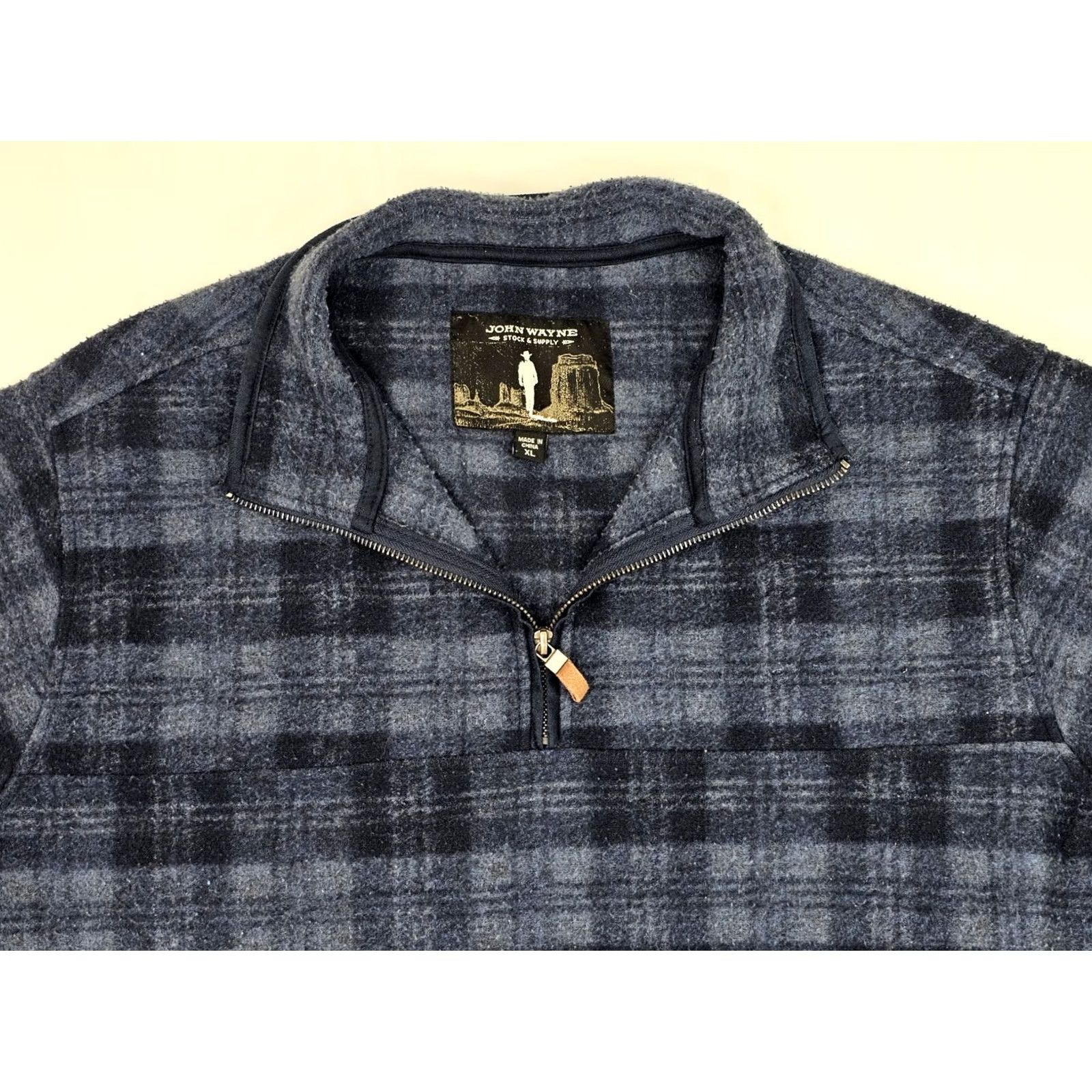 Vintage John Wayne Zip Pullover Men XL Blue Plaid Fleece Western Shirt Jacket Outdoor Size US XL / EU 56 / 4 - 2 Thumbnail