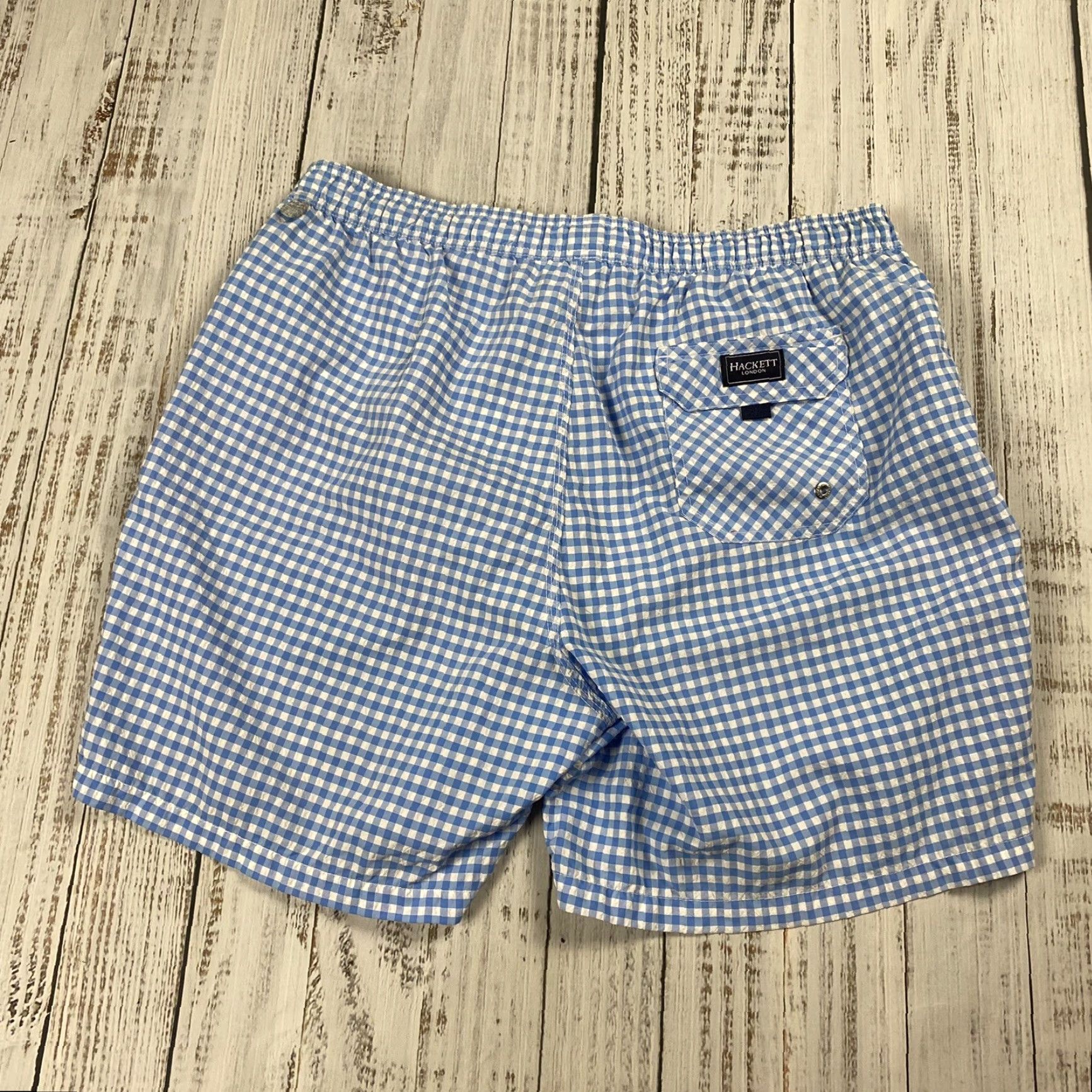 Hackett Hackett London Mens XL Seersucker Plaid Swim Shorts Trunks 6.5" Drawstring Beach Size US 36 / EU 52 - 7 Thumbnail
