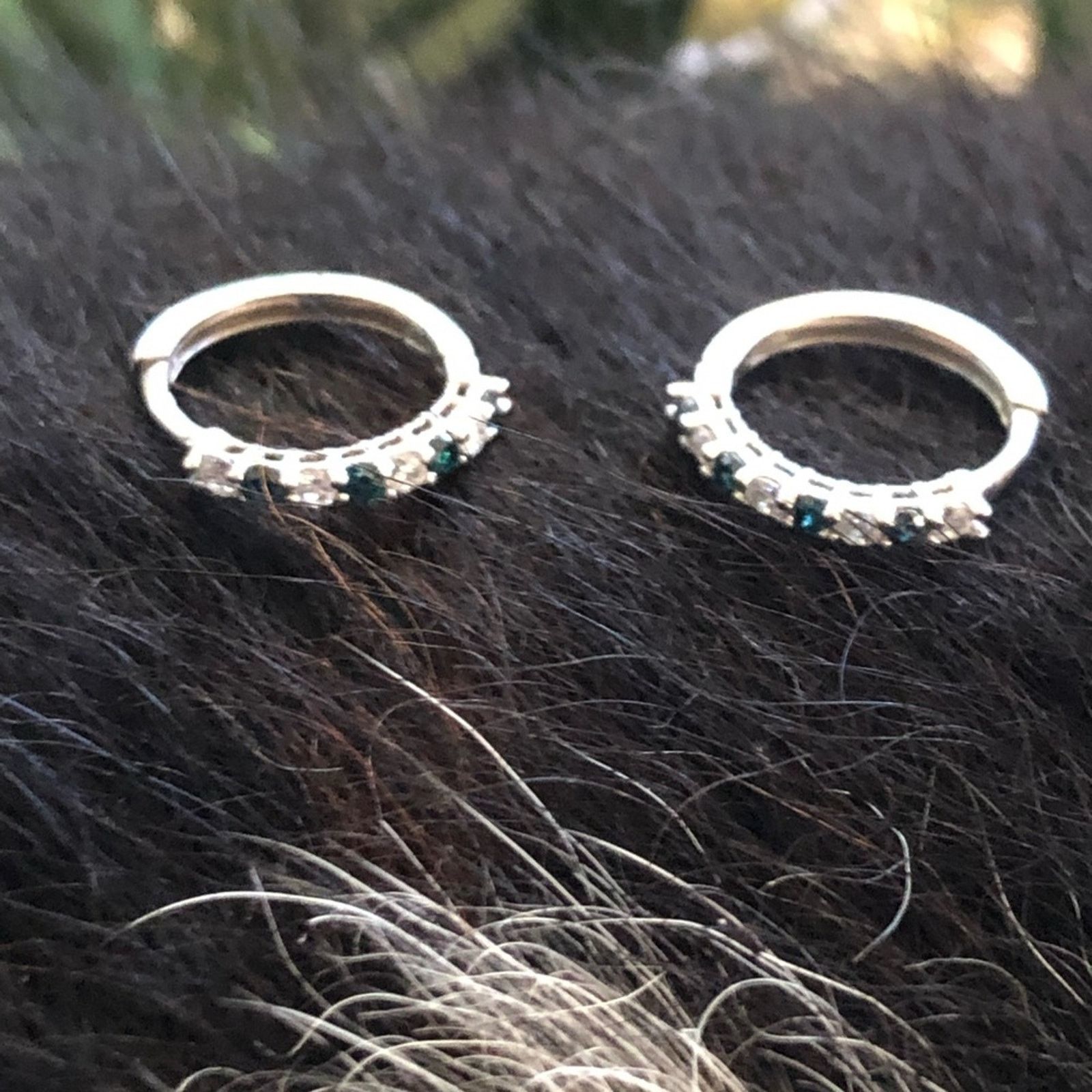 Jewelry Sapphire and clear crystal silver plated huggie earrings Size ONE SIZE - 5 Thumbnail