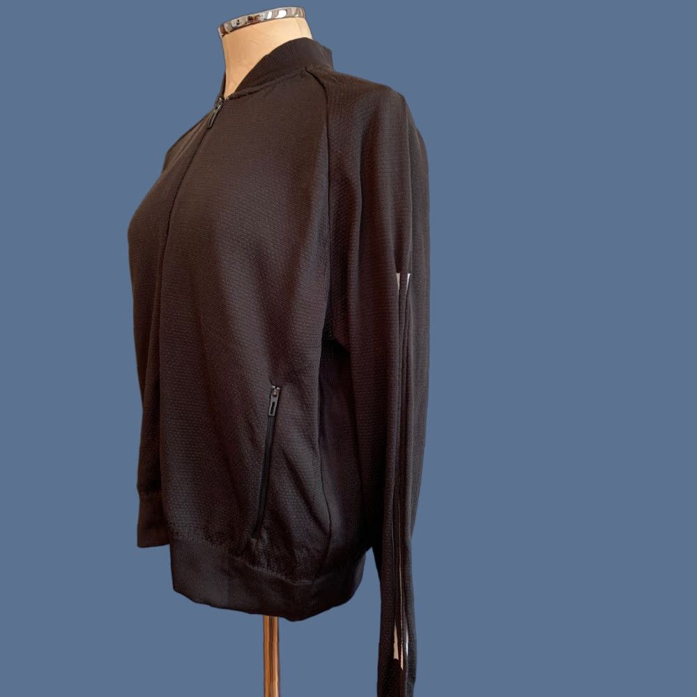 VINTAGE: Large Adidas Women's Black Bomber Jacket Knit Full Zip New NWT Track Jacket CF03