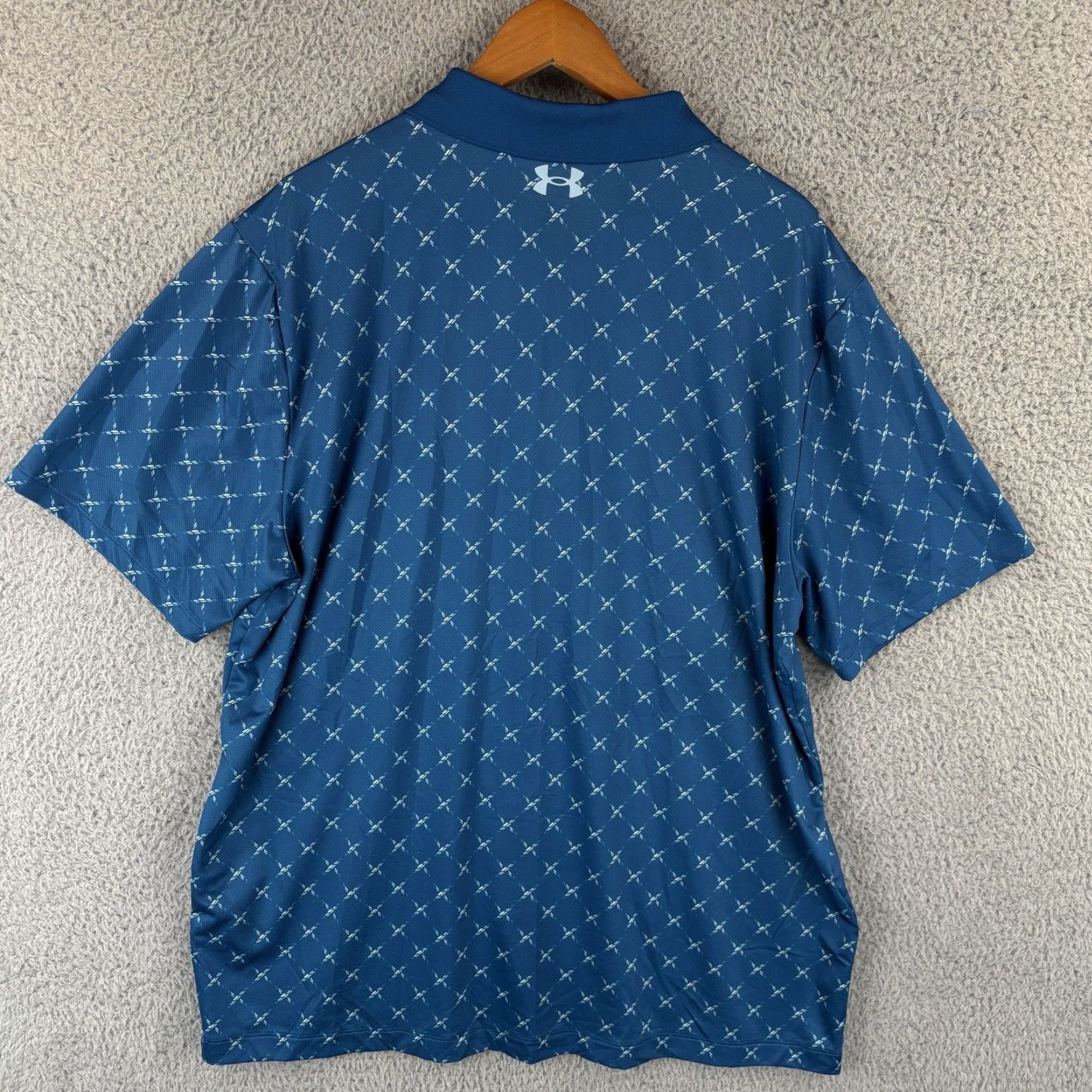 Under Armour Under Armour The Performance Polo Shirt Mens XL Blue Geometric Print Golf Shirt Size US XL / EU 56 / 4 - 6 Thumbnail