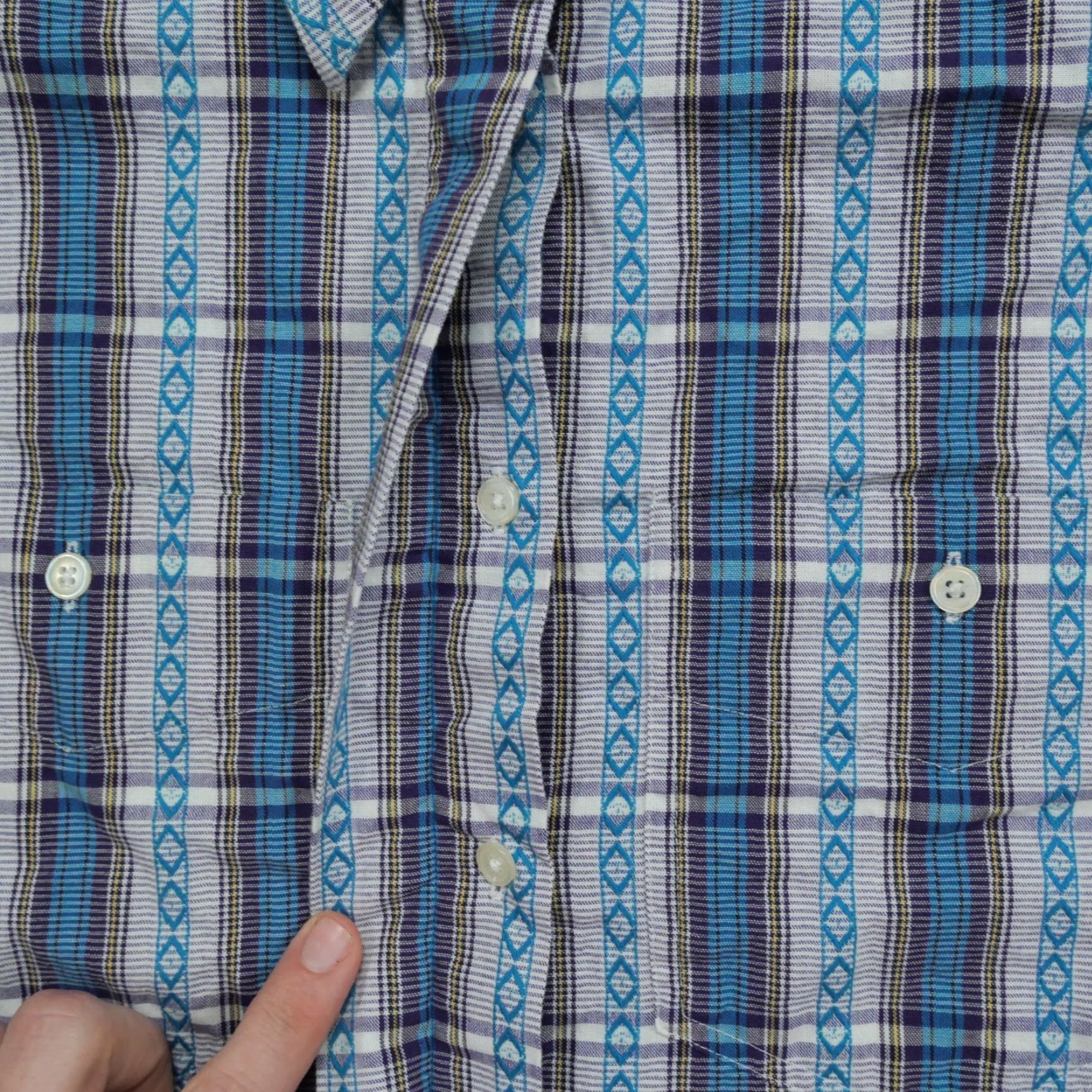 Lee VINTAGE Lee Shirt Womens Large Blue Purple Striped Aztec Button Up 80s Size L / US 10 / IT 46 - 4 Thumbnail