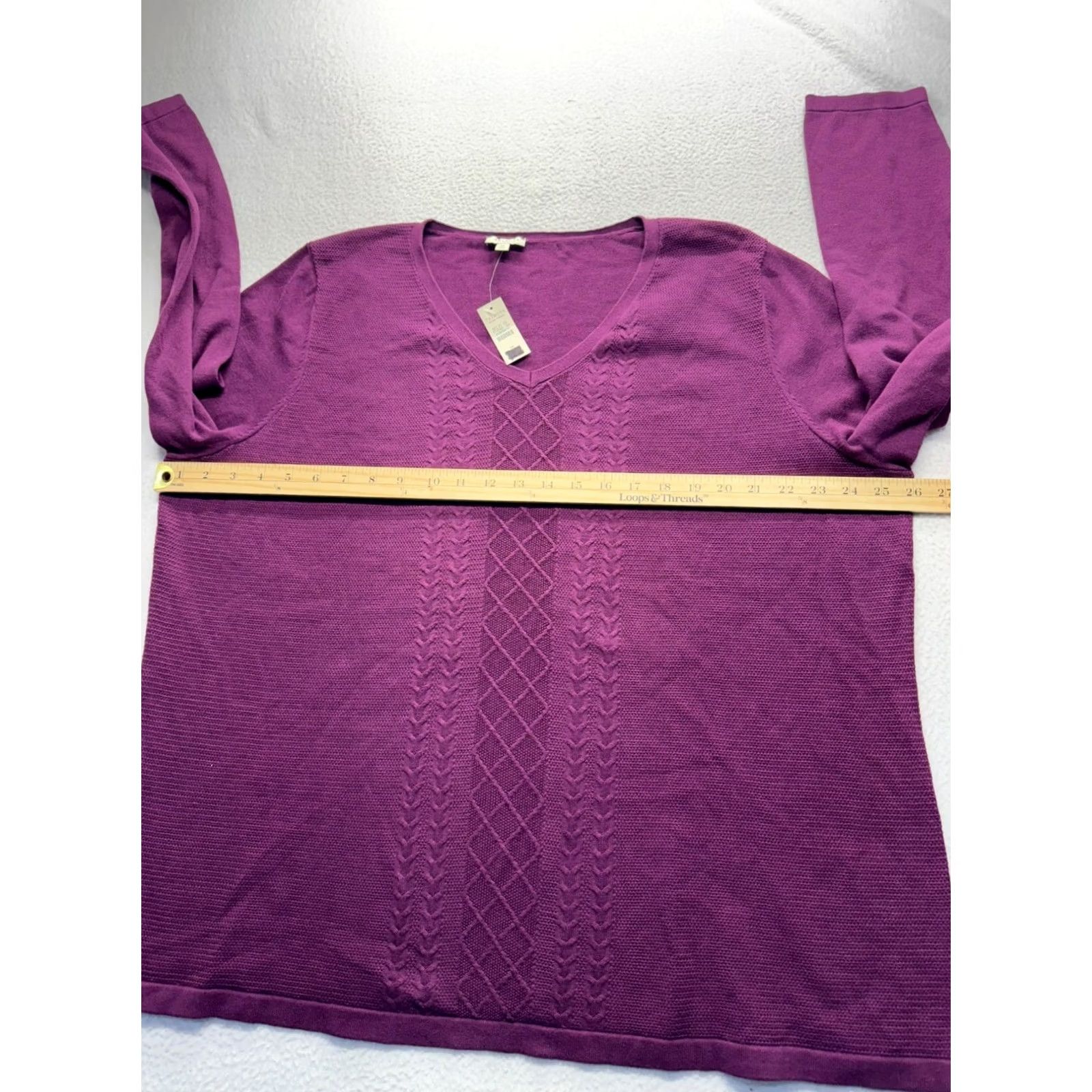 Talbots VINTAGE? Women’s Talbots Sweater BNWT Cable Knit 100% Cotton Pullover Purple 3X Women’s Girls Mens? Size XXL / US 16-18 / IT 52-54 - 7 Thumbnail