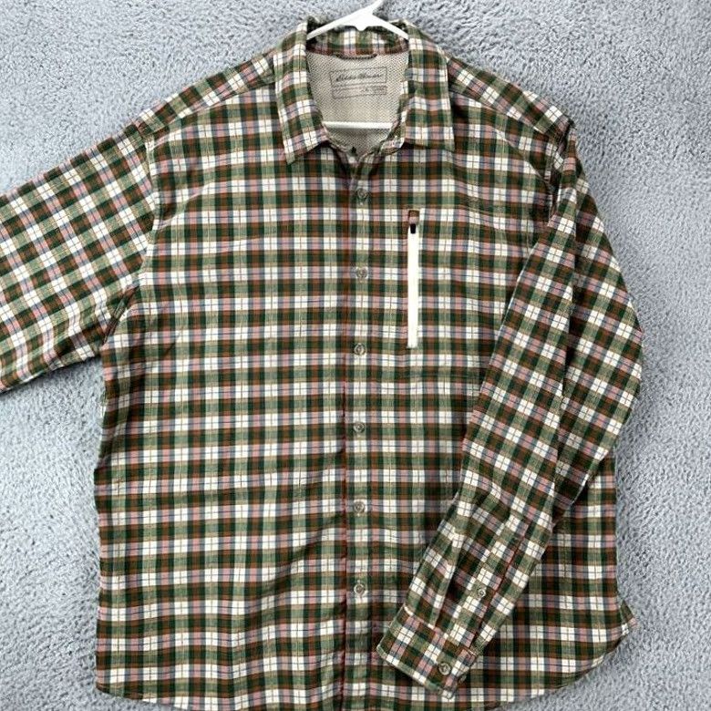 Eddie Bauer VINTAGE Eddie Bauer Shirt Adult XL Green Red Plaid Flannel Classic Button Up Men 90s Holiday Size US XL / EU 56 / 4 - 3 Thumbnail