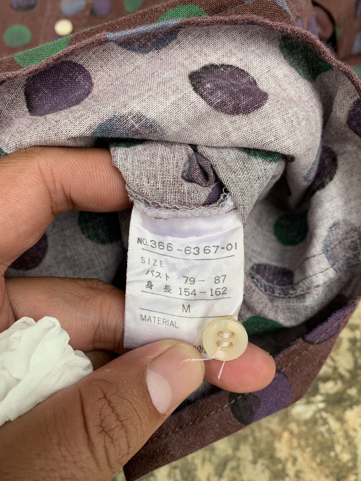 Japanese Brand 2000s Saburoku Japan Polkadot Brown Shirt Size M / US 6-8 / IT 42-44 - 8 Thumbnail