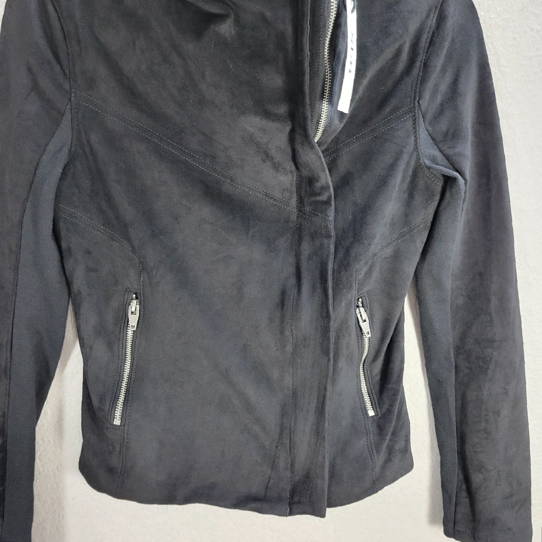Vintage VINTAGE SL8 Women's Jacket Motorcycle Black XS Lined Faux Suede Zip Up Cowl Neck NWT Womens Size XS / US 0-2 / IT 36-38 - 5 Thumbnail