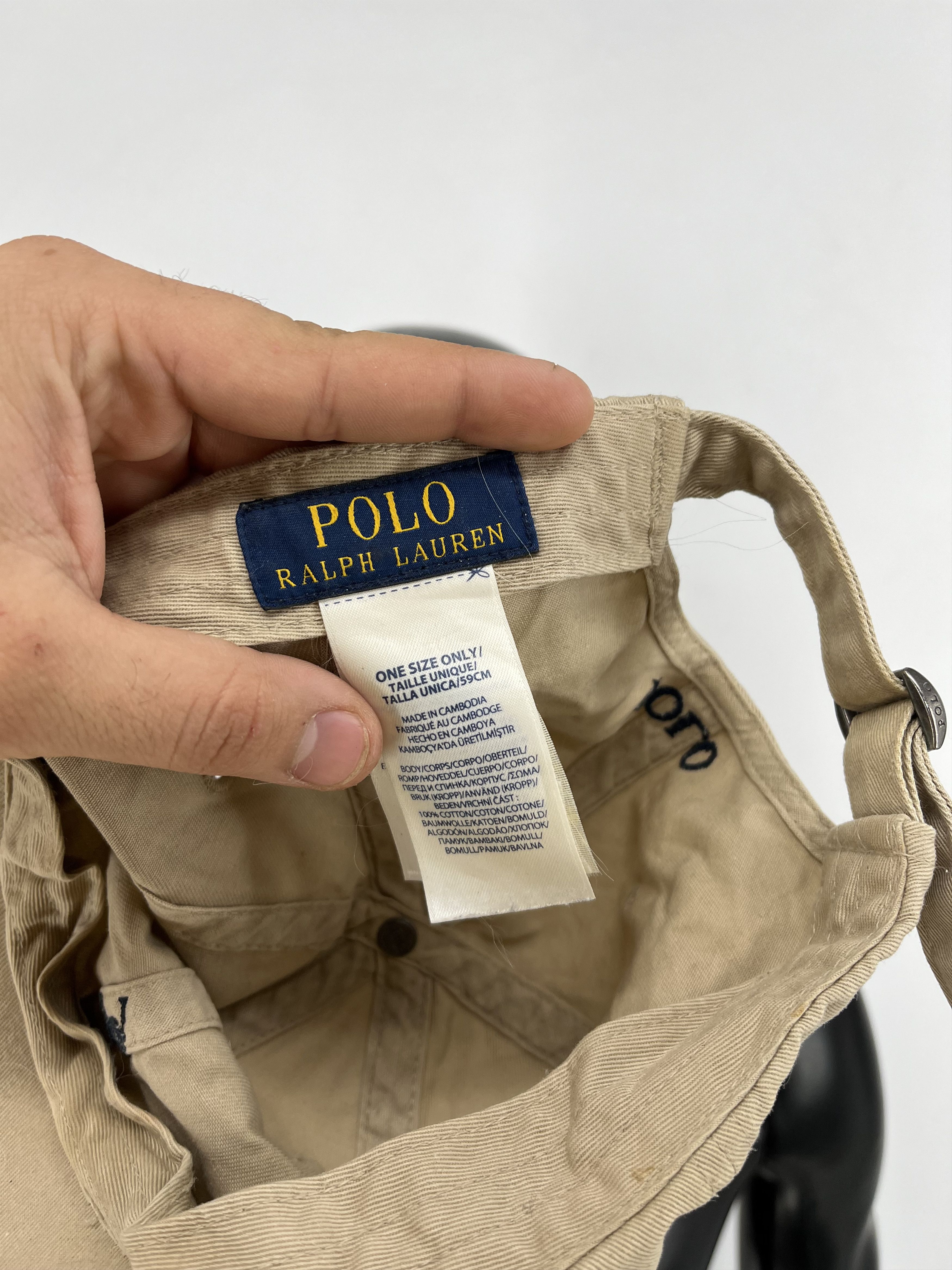 Polo Ralph Lauren Vintage Y2K Polo Ralph Lauren Beige Cotton Cap Size ONE SIZE - 7 Thumbnail