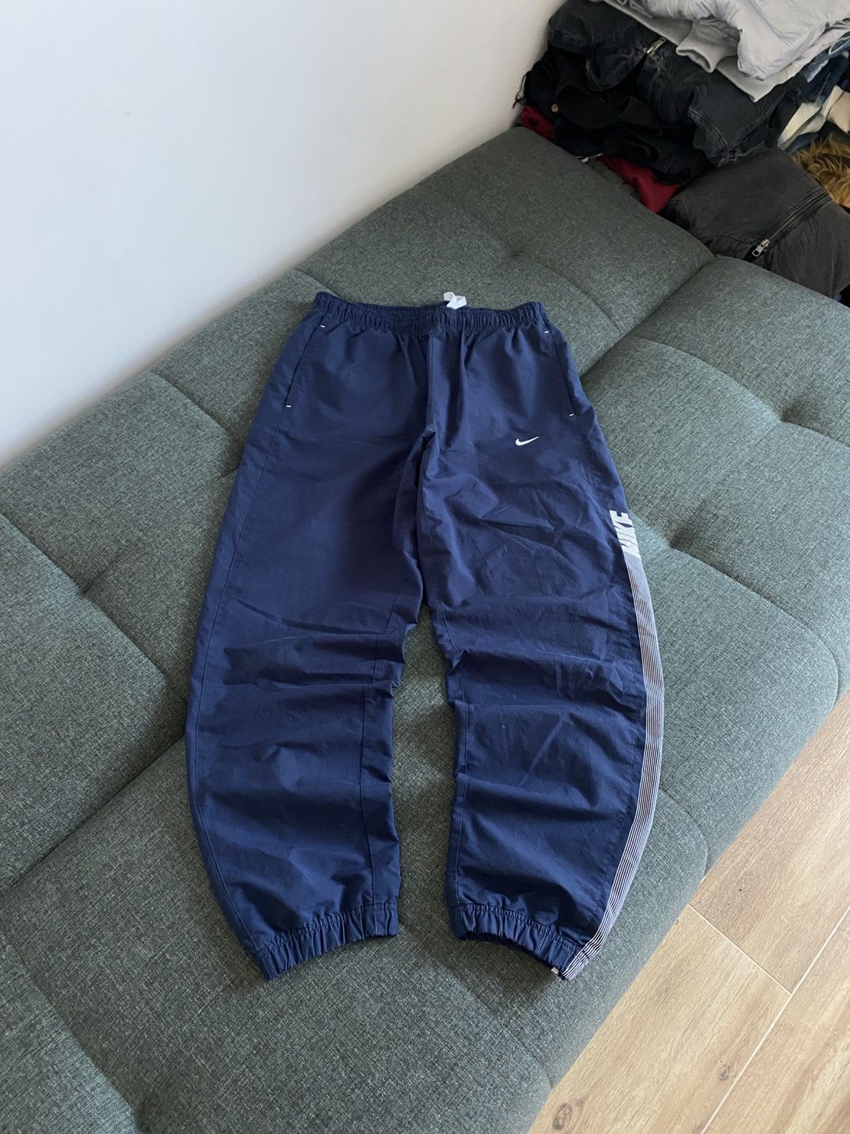 Vintage Nike Vintage Nylon Drill Pants Wide Japanese Striped Y2K Size US 34 / EU 50 - 1 Thumbnail