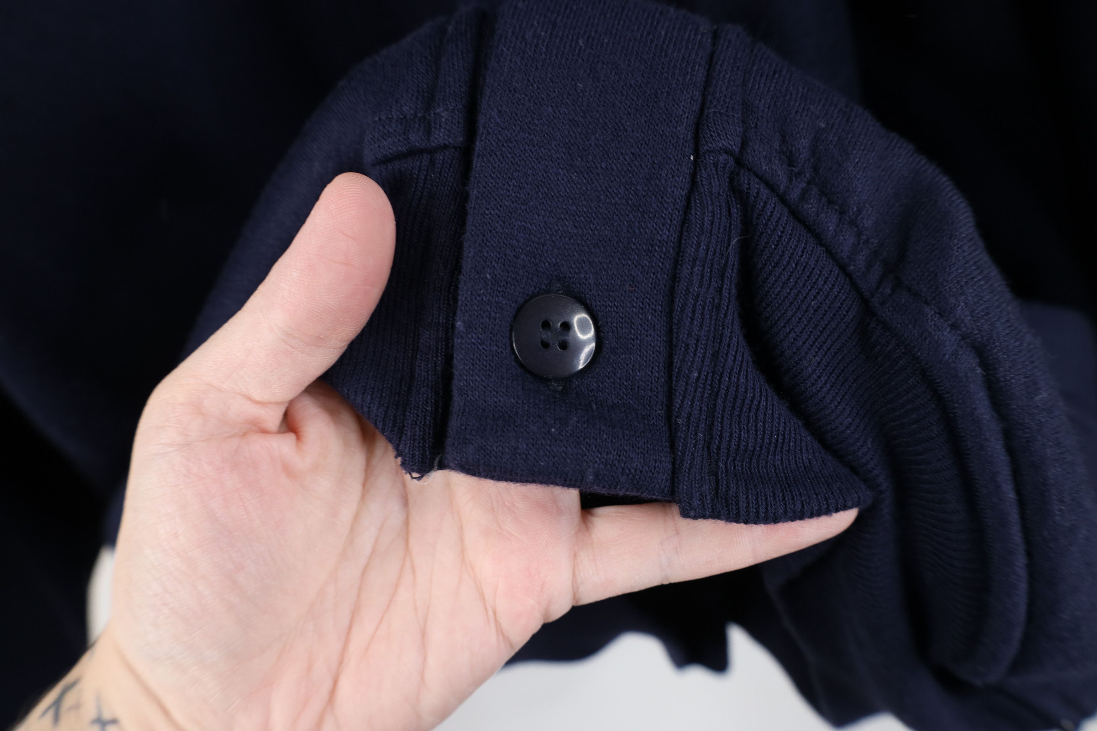 Vintage Vintage 90s Streetwear Blank Cardigan Sweatshirt Navy Blue Size US L / EU 52-54 / 3 - 8 Thumbnail
