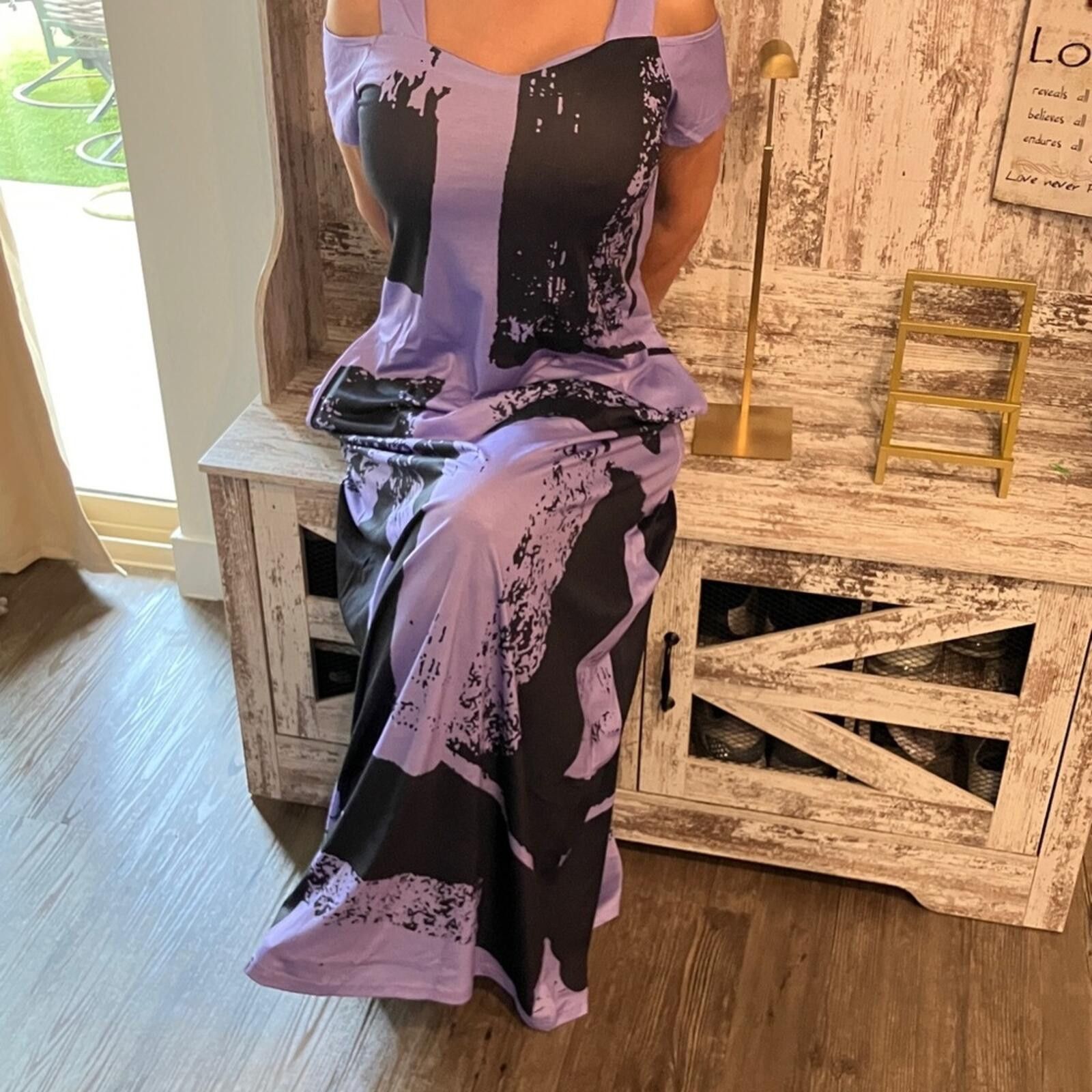 Other NIB Purple and Black Graphic Maxi Dress Size S / US 4 / IT 40 - 8 Thumbnail
