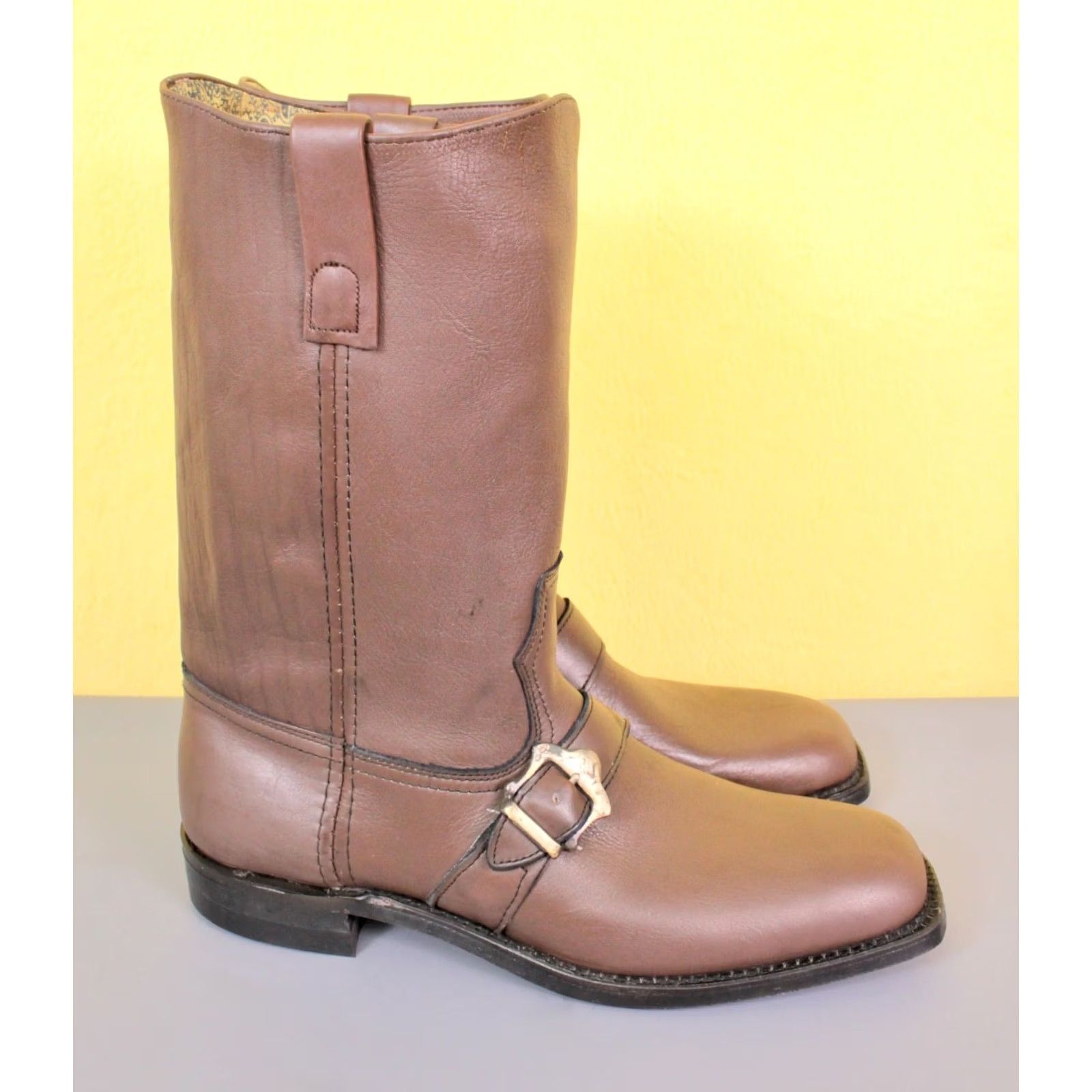 Vintage VTG 70s Boots Texas Brown Leather Boots Mens 11.5 D Buckle Vintage Engineer Biker Shoes Size US 12 / EU 45 - 5 Thumbnail