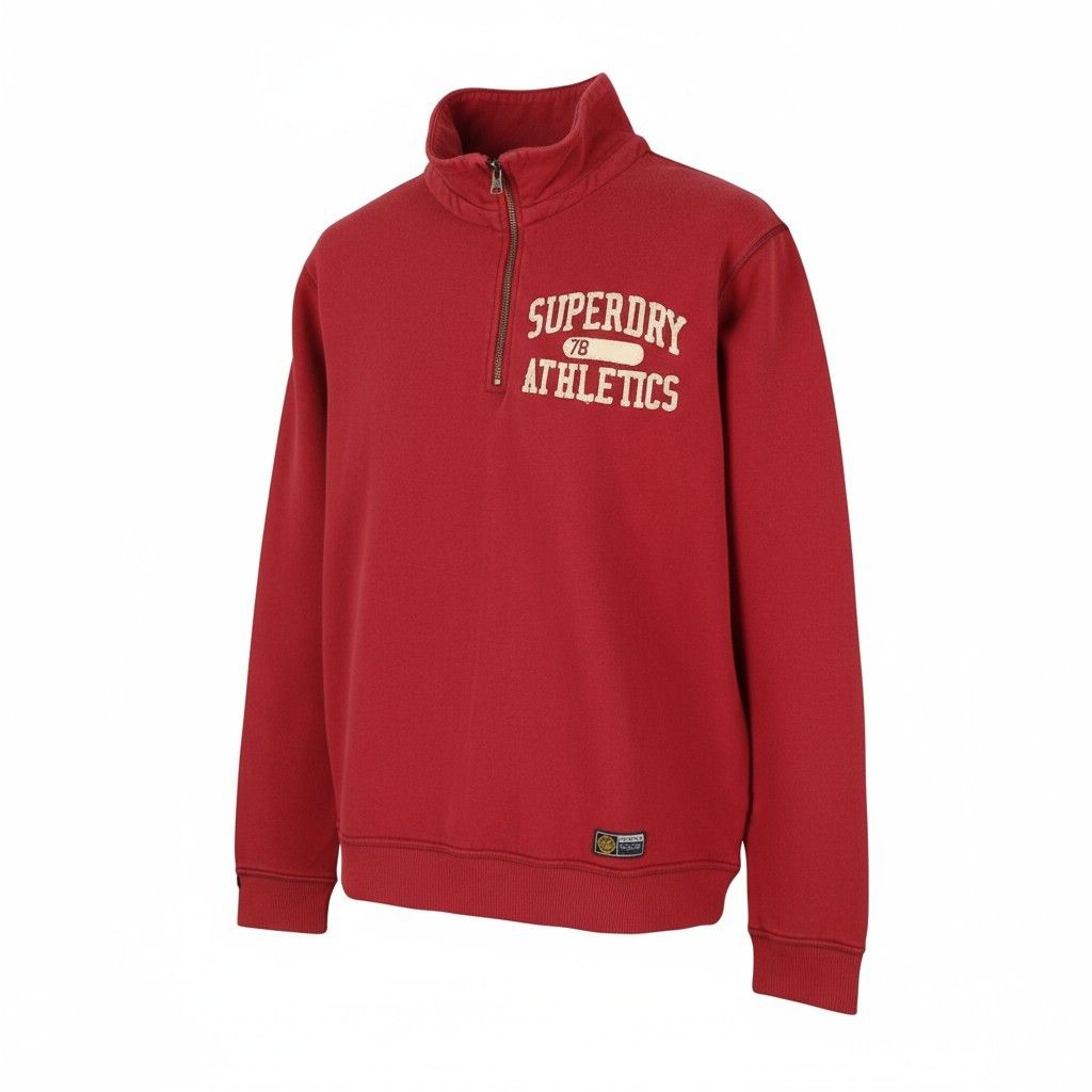 Superdry VINTAGE ATH HALF ZIP M Red Logo Cotton Pullover 87121 Size US M / EU 48-50 / 2 - 1 Thumbnail