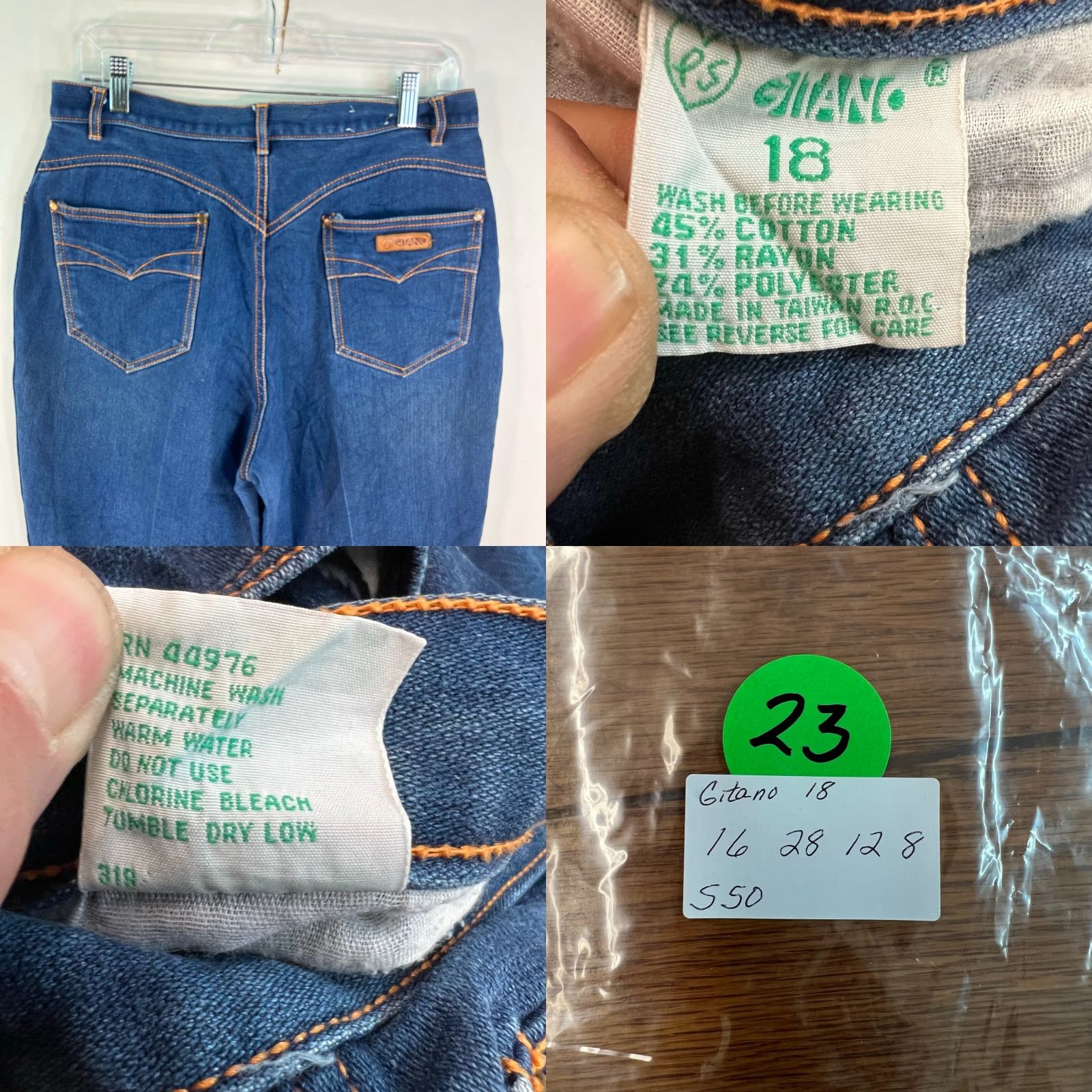 Vintage Gitano Total Control Stretch Boot Cut Jeans Women's 32x28 Blue Denim 18 Vintage Size 40" / US 18 - 8 Thumbnail