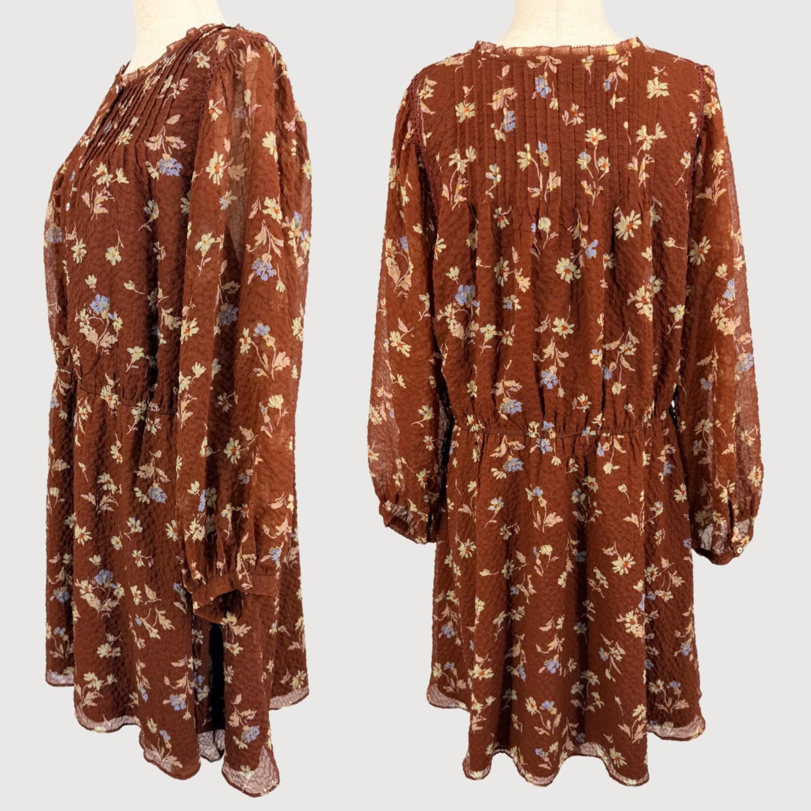 Madewell Madewell Floral Long Sleeve Mini Dress 1X Size XL / US 12-14 / IT 48-50 - 3 Thumbnail