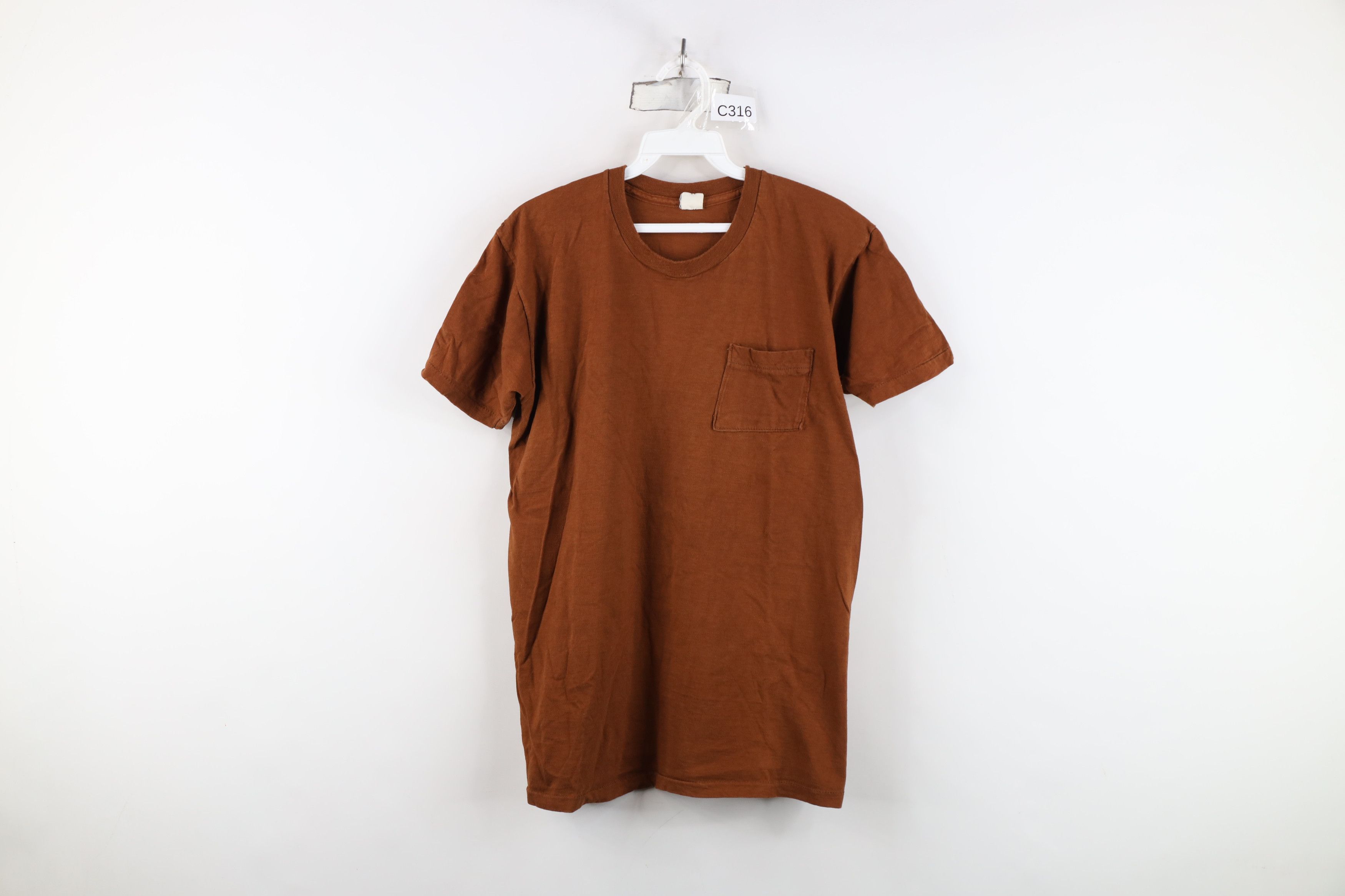 Vintage Vintage 60s 70s Streetwear Blank Cotton T-Shirt Brown USA Size US M / EU 48-50 / 2 - 1 Thumbnail