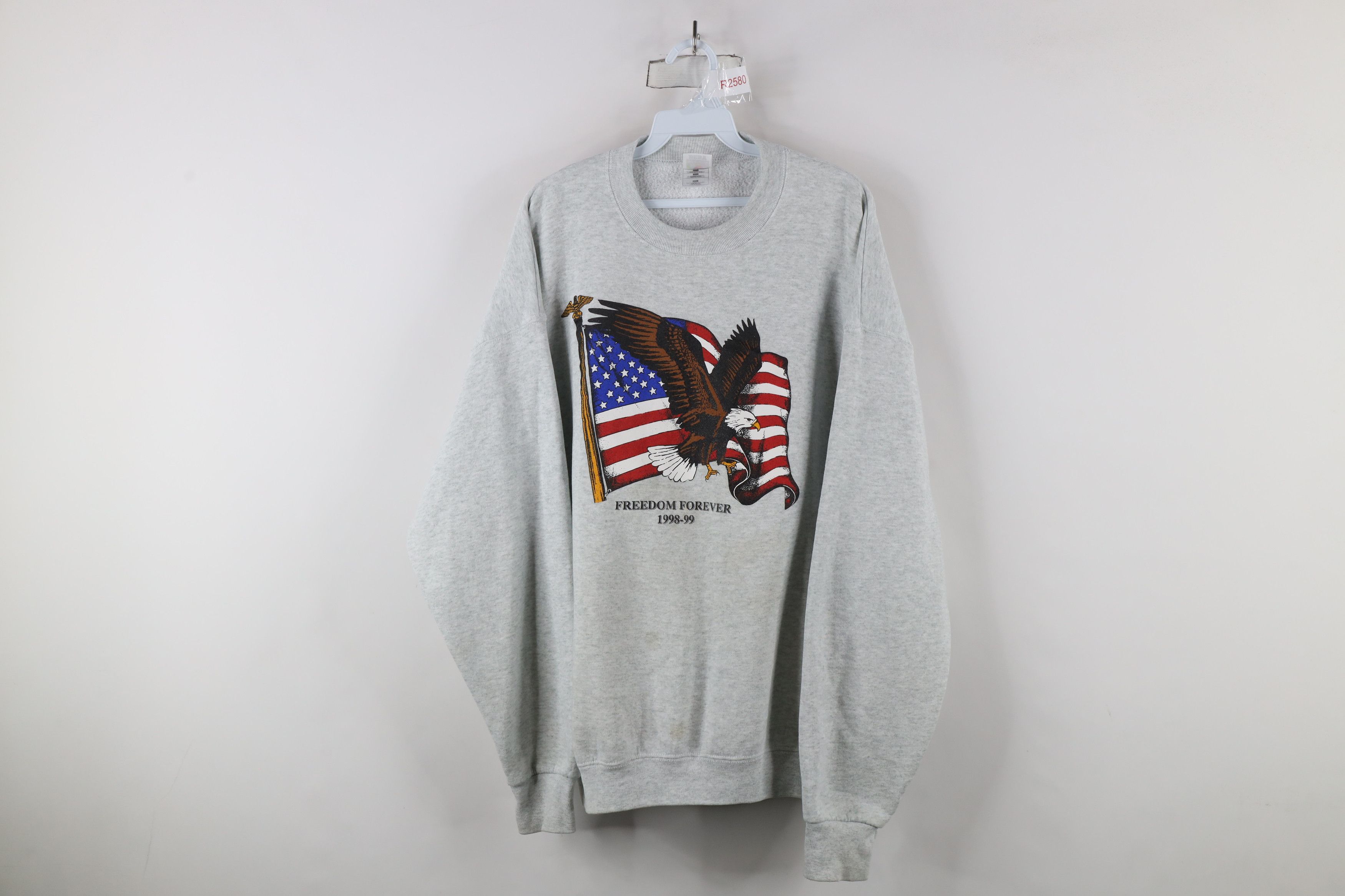 Vintage Vintage 90s Streetwear Flag Eagle Freedom Forever Sweatshirt Size US XXL / EU 58 / 5 - 1 Thumbnail