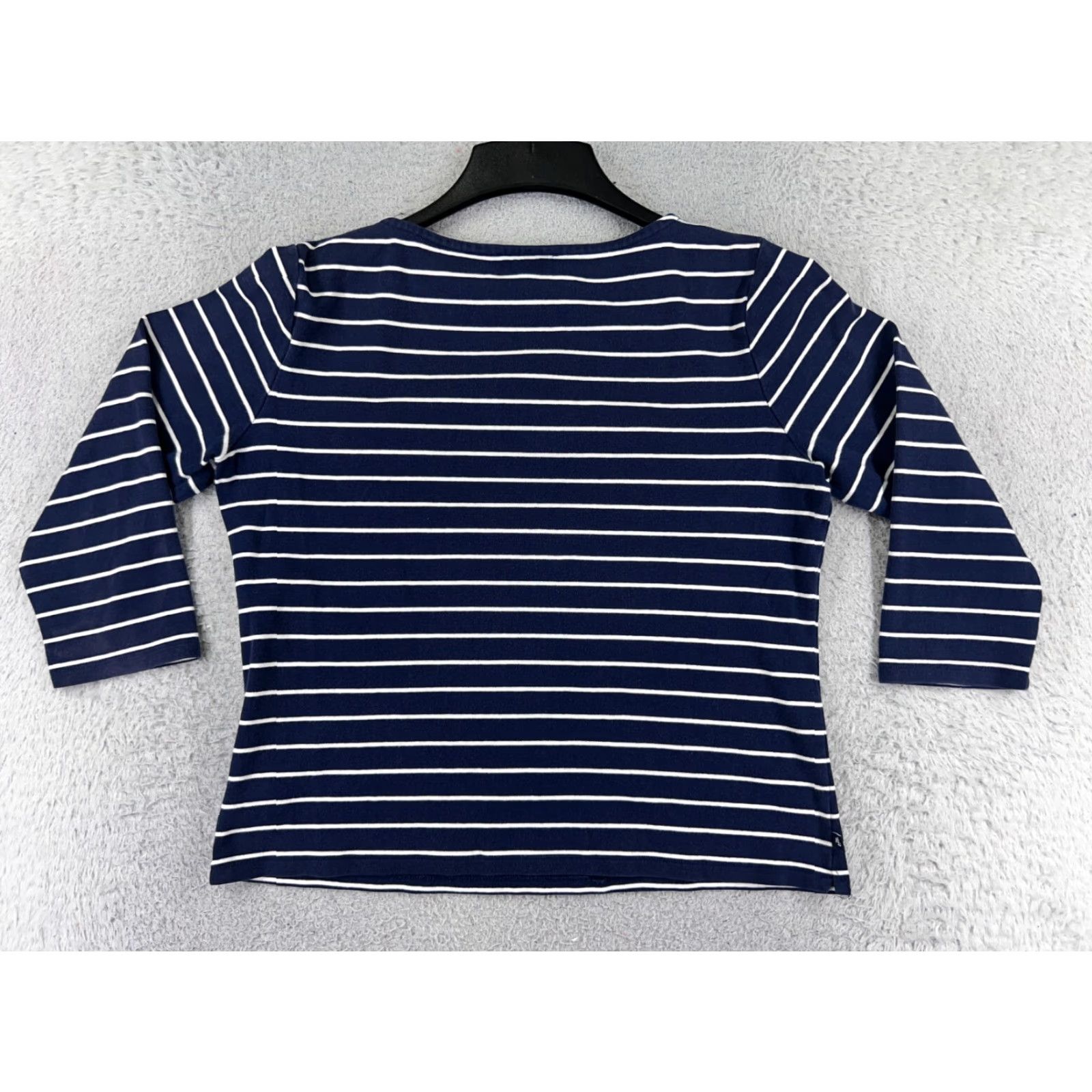 Polo Ralph Lauren VINTAGE Polo Ralph Lauren Shirt Juniors XL Blue Stripe 3/4 Sleeve Round Neck Casual Cotton Size XL / US 12-14 / IT 48-50 - 2 Thumbnail