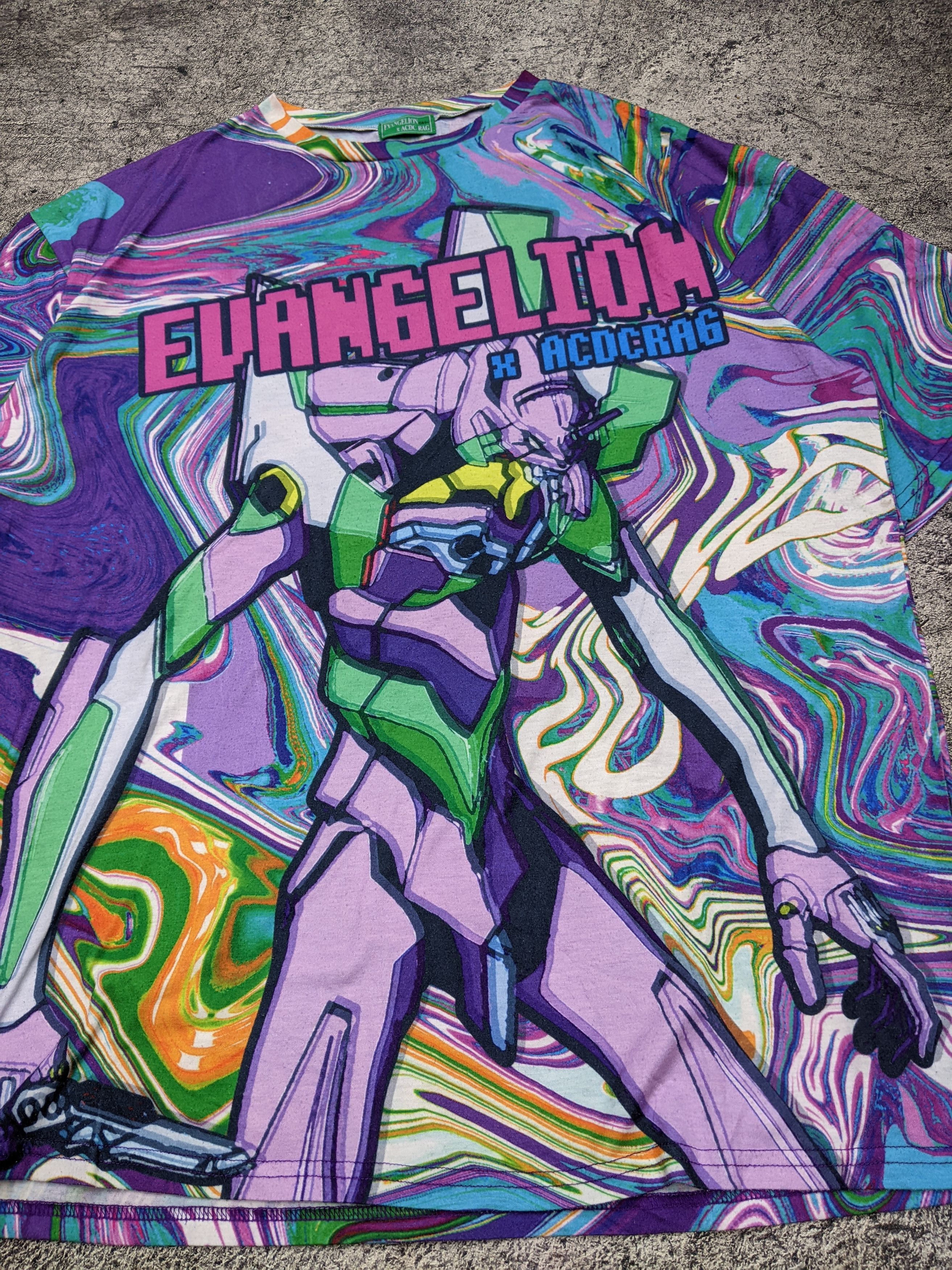 Anime Evangelion x AC DC Rag Full Print T Shirt Size US XL / EU 56 / 4 - 3 Thumbnail