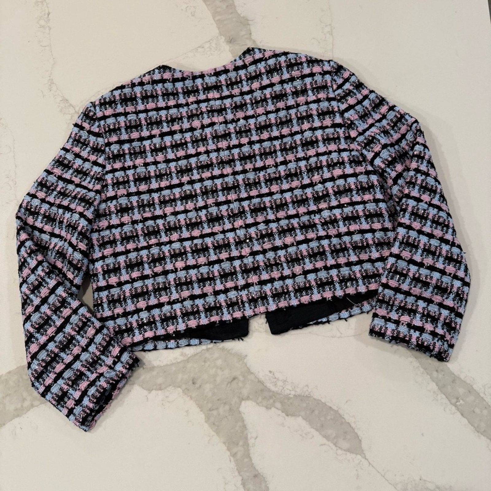 Ann Taylor Ann Taylor NWT Striped Tweed Cropped Blazer Jacket Women 10P Size L / US 10 / IT 46 - 8 Thumbnail