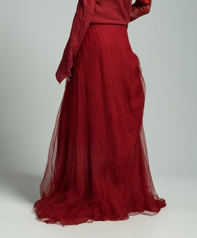 Marc Le Bihan Marc Le Bihan Silk Red Maxi Skirt Size 27" / US 4 / IT 40 - 3 Thumbnail