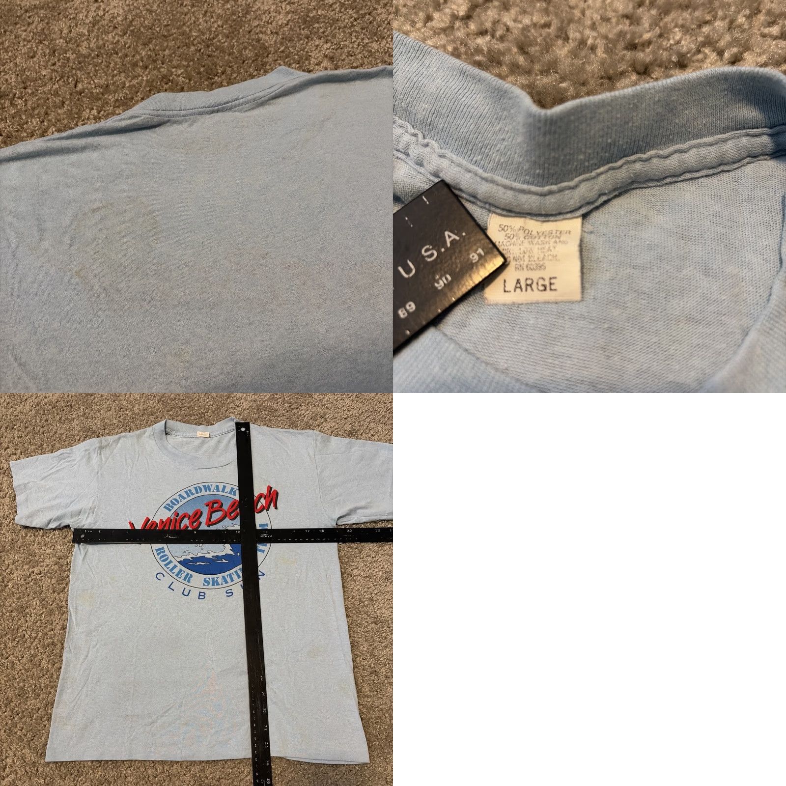 Vintage VINTAGE Venice Beach Boardwalk California Tourist T-Shirt Blue Large 80s Unbranded Unisex Adults L Mens Size US L / EU 52-54 / 3 - 8 Thumbnail