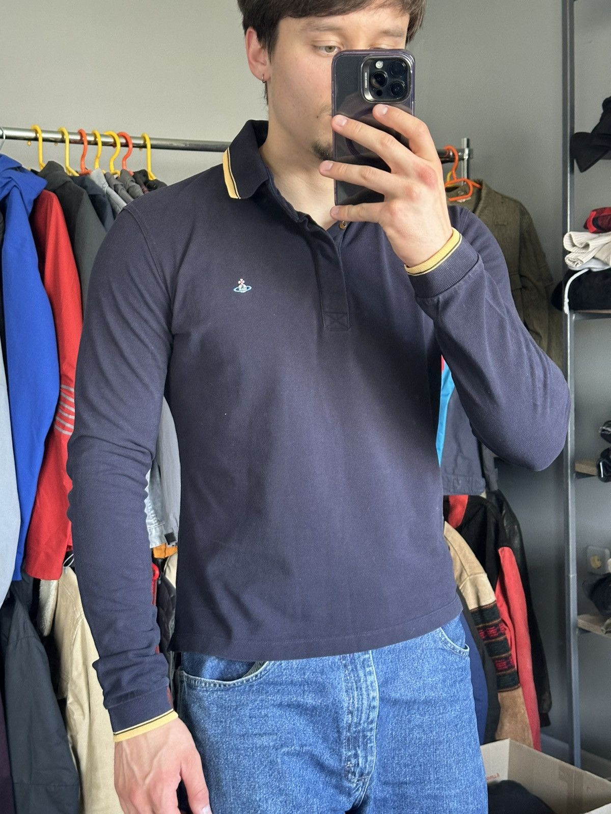 Vivienne Westwood Vivienne Westwood longsleeve poli shirt mens navy logo rare Size US M / EU 48-50 / 2 - 10 Thumbnail