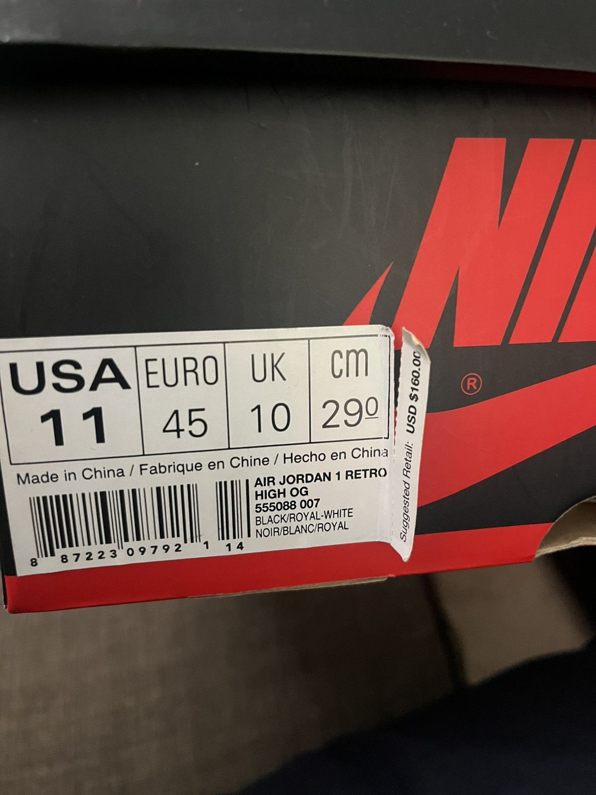 Jordan Brand Jordan 1 retro black / royal / white Size US 11 / EU 44 - 8 Thumbnail