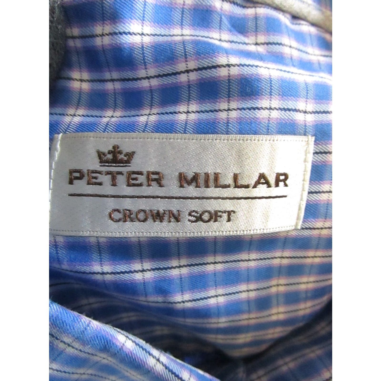Peter Millar VINTAGE Peter Millar Shirt Mens Large Blue Purple White Crown Soft Golf Cotton Silk Size US L / EU 52-54 / 3 - 4 Thumbnail