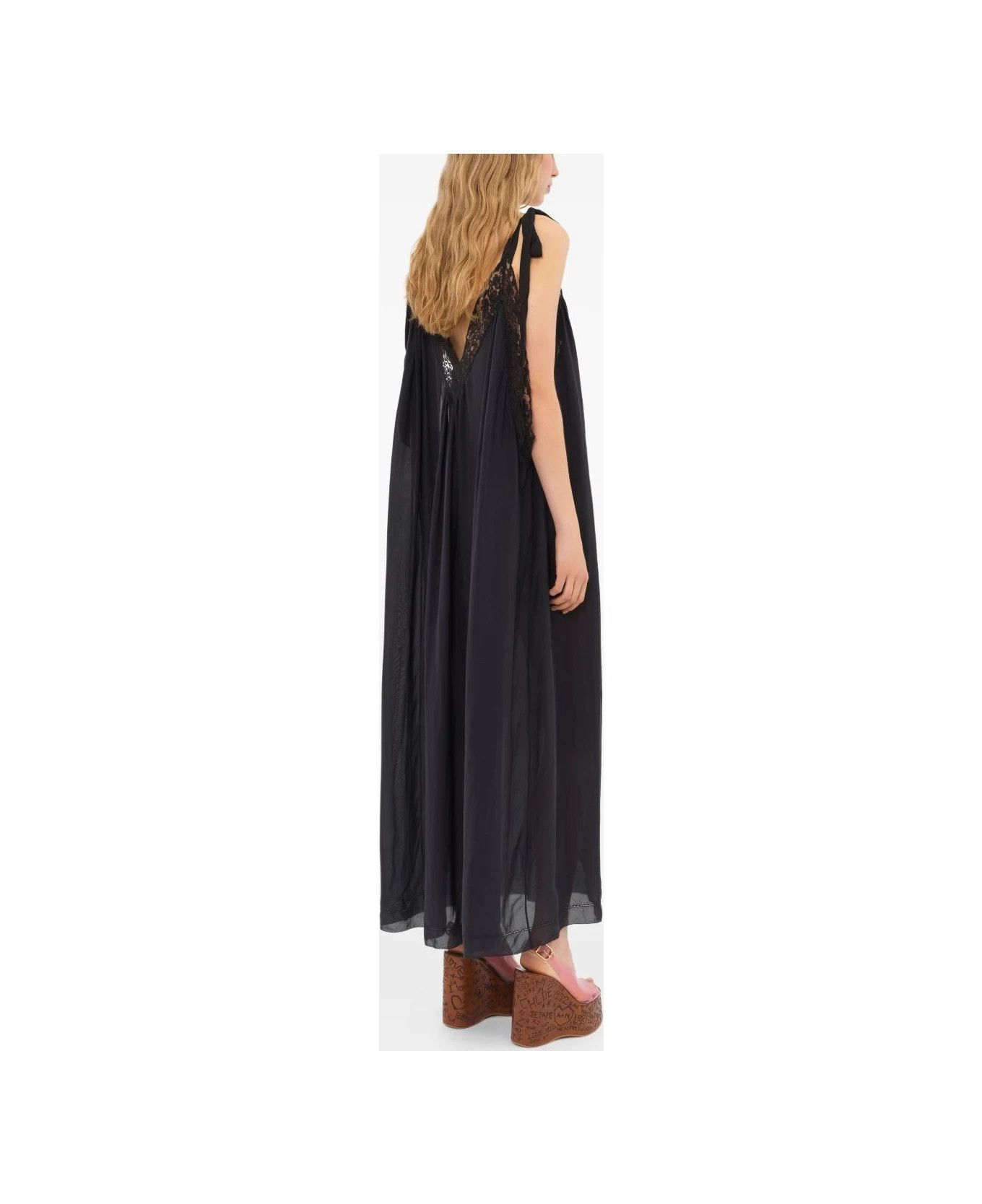Chloe o1loc1c10226 Silk And Lace Long Dress in Black Size S / US 4 / IT 40 - 4 Thumbnail